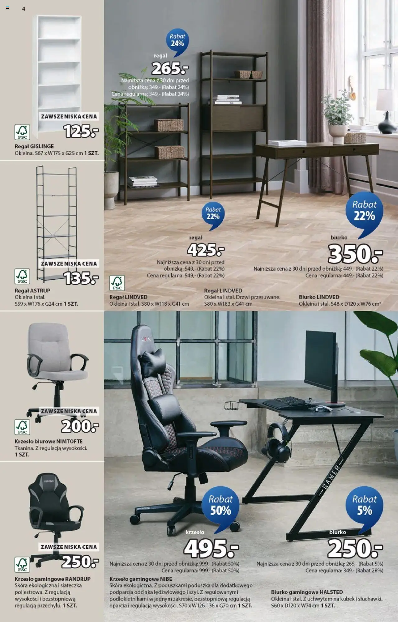 JYSK Gazetka od 24.09.2025 | Strona: 4 | Produkty: Poduszka, Krzesło, Biurko, Regał