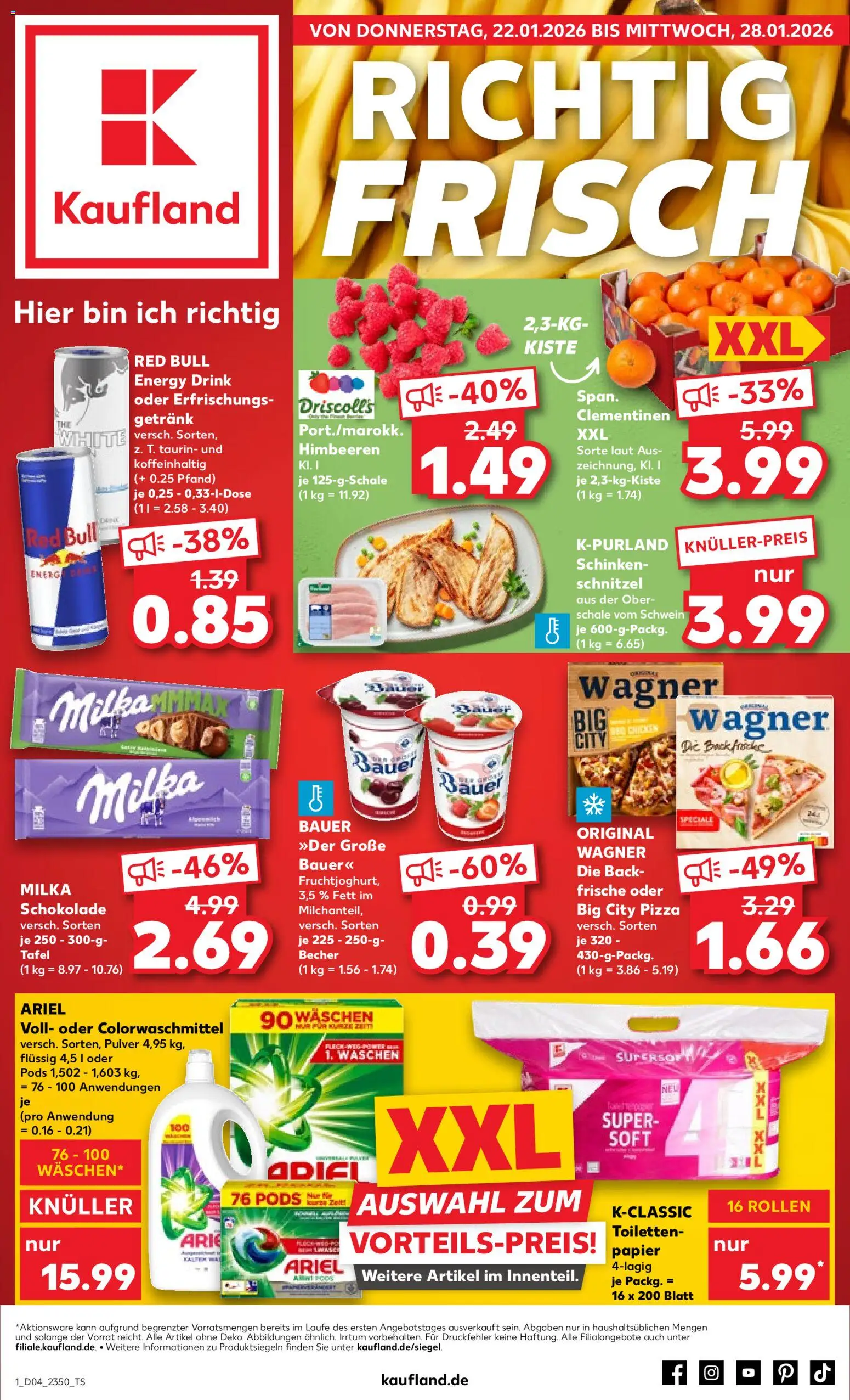 Kaufland prospekt Völklingen	 – gültig ab 22.01.2026 | Seite: 1 | Produkte: Himbeeren, Red bull, Ariel, Schnitzel