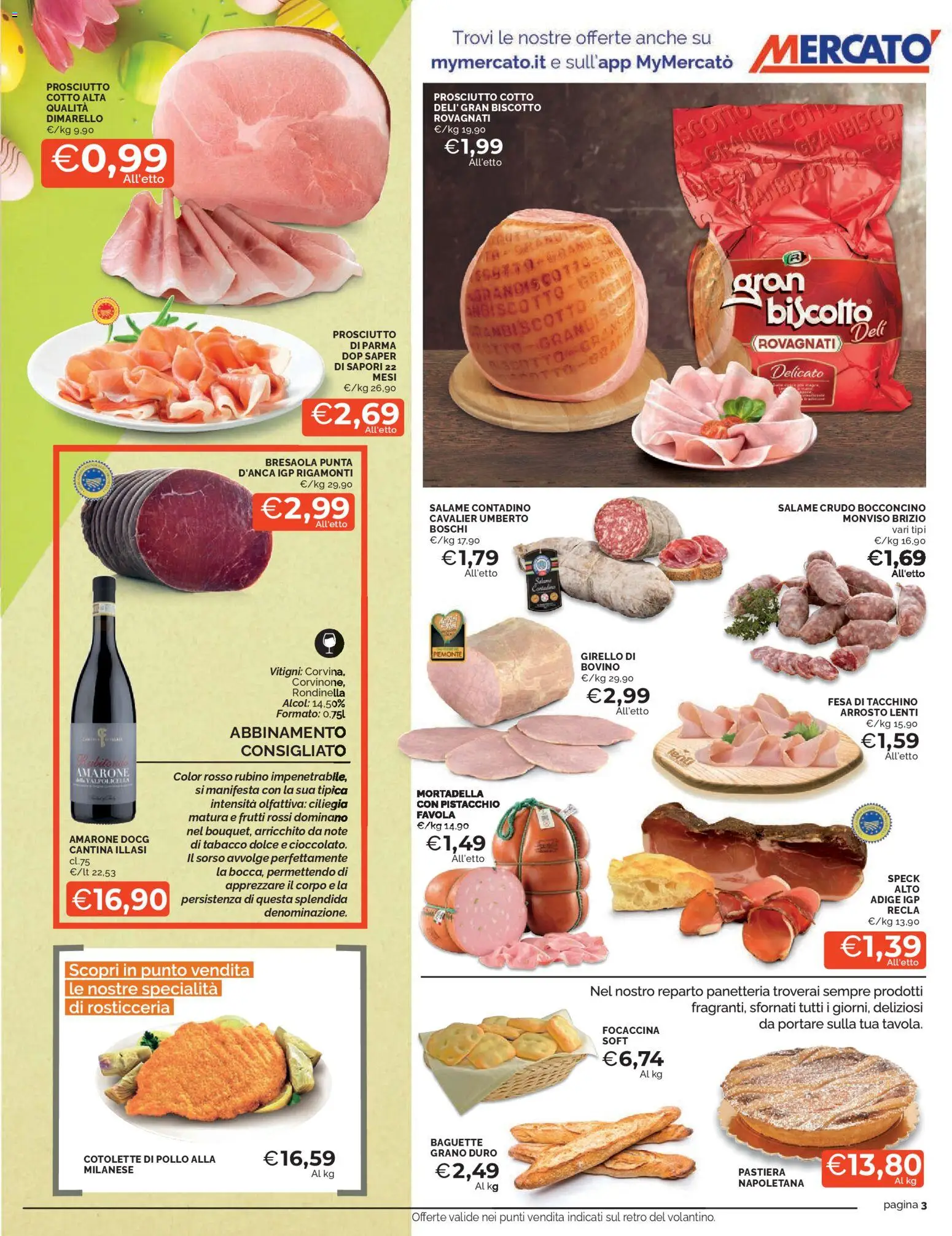 Volantino Mercatò del 23.03.2026 | Pagina: 3 | Prodotti: Bovino, Tacchino, Mortadella, Girello