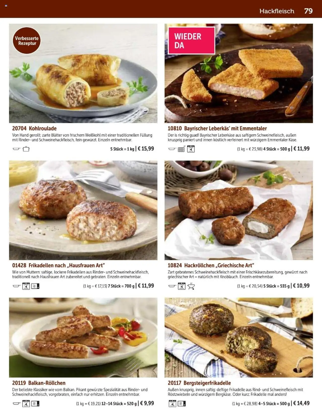 Bofrost Katalog – gültig ab 07.09.2025 | Seite: 79 | Produkte: Käse, Schweinefleisch, Hackfleisch, Leberkase