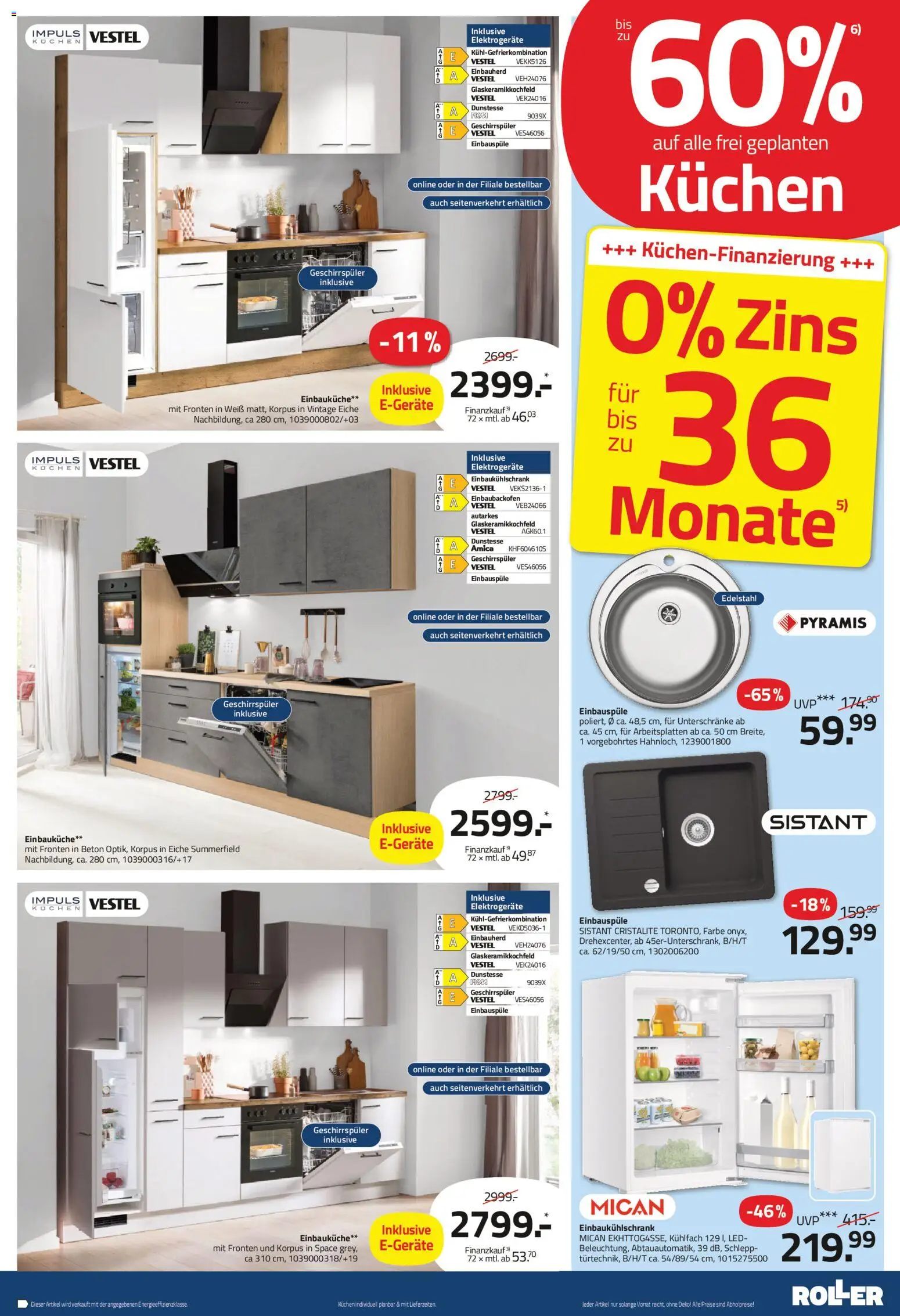 Roller Prospekt 	 – gültig ab 25.01.2026 | Seite: 15 | Produkte: Geschirrspüler, Einbauküche, Kühlgefrierkombination, Kuchen