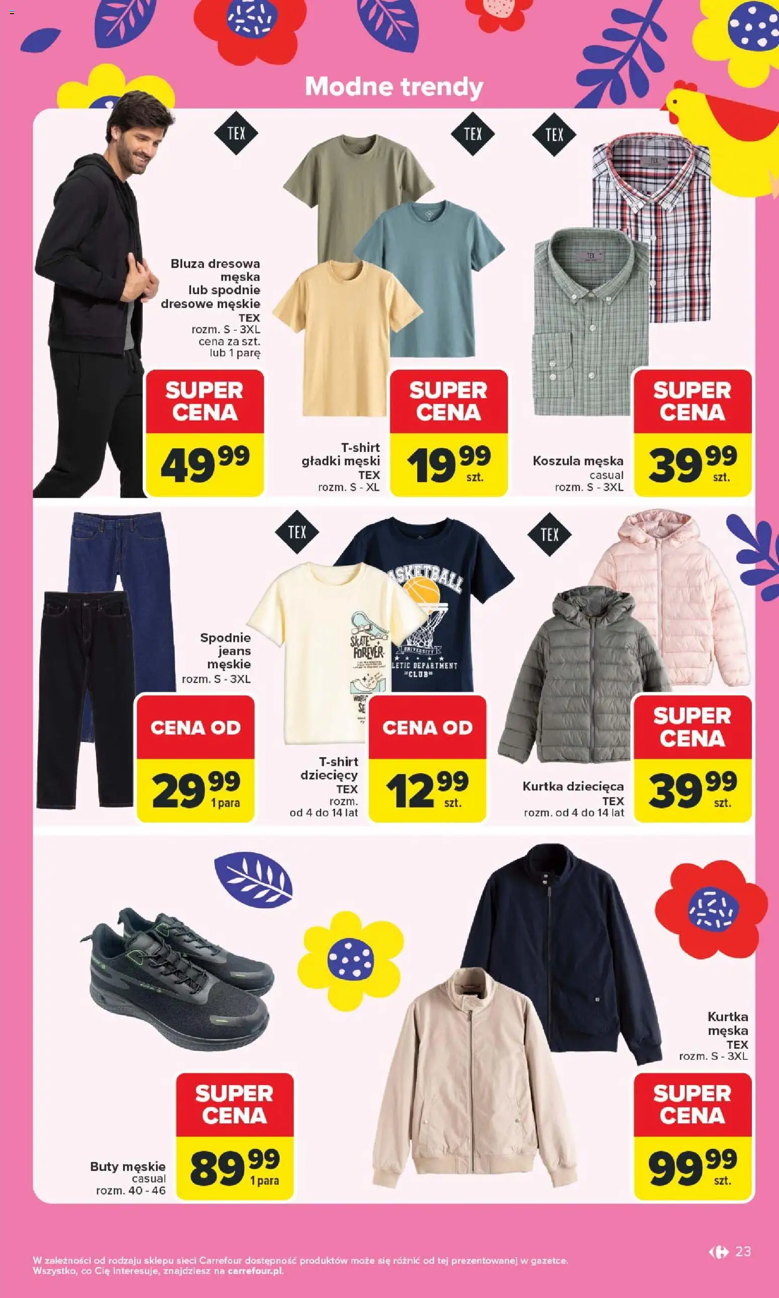 Carrefour gazetka - Łap Wielkanocne okazje od 16.03.2026 | Strona: 23 | Produkty: Koszula, Spodnie, Buty, Buty męskie