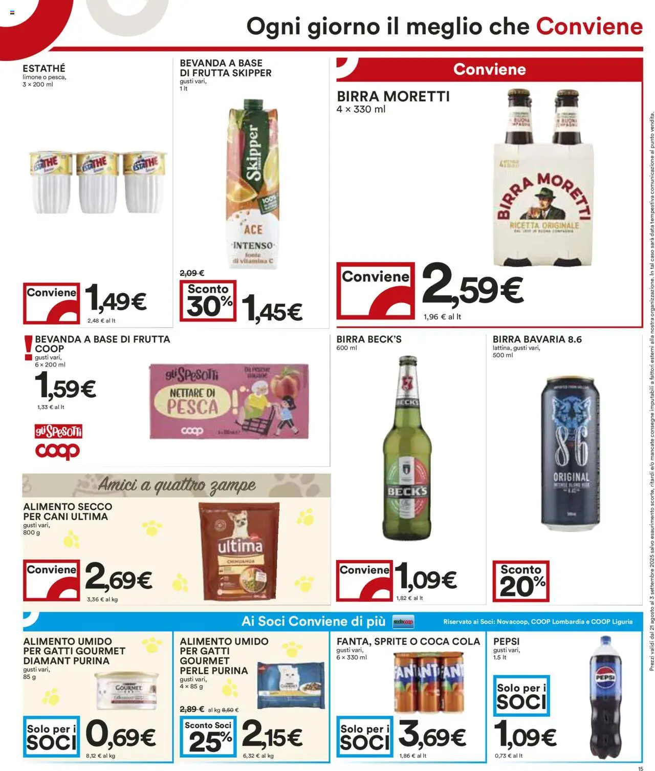 Volantino COOP del 21.08.2025 | Pagina: 15 | Prodotti: Limone, Pesca, Pepsi, Coca Cola