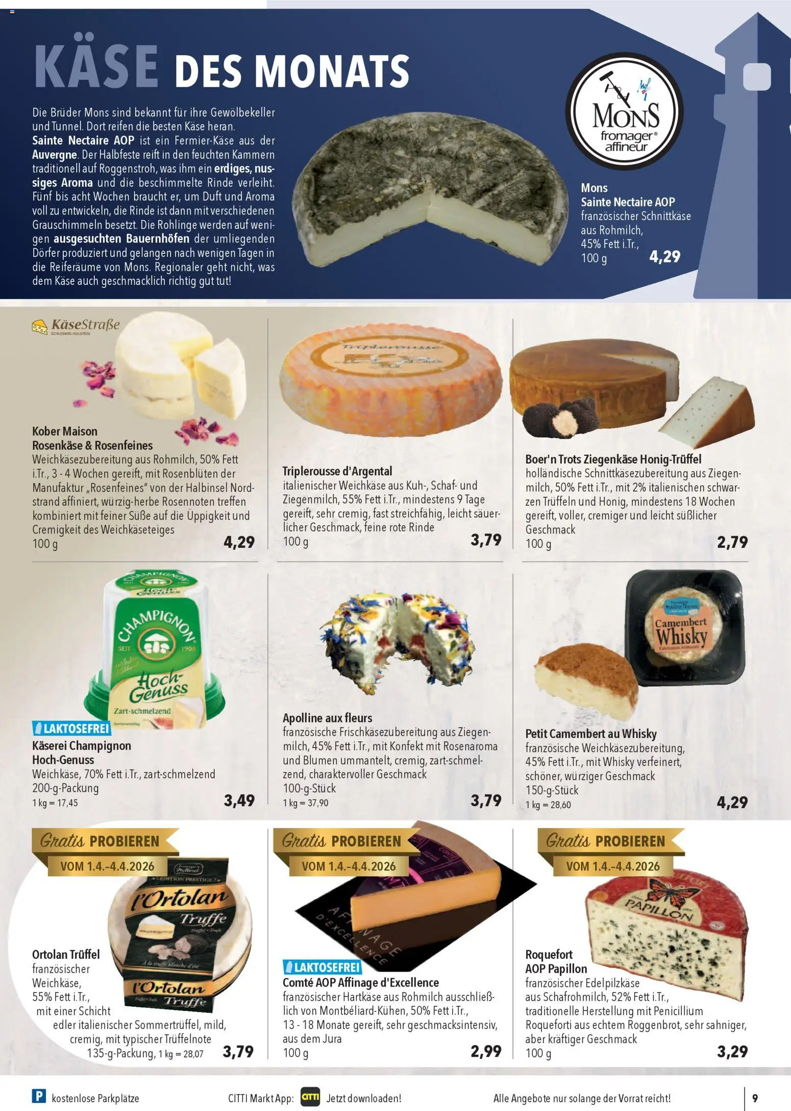 CITTI Markt Prospekt 	 – gültig ab 01.04.2026 | Seite: 9 | Produkte: Jura, Käse, Ziegenkäse, Duft