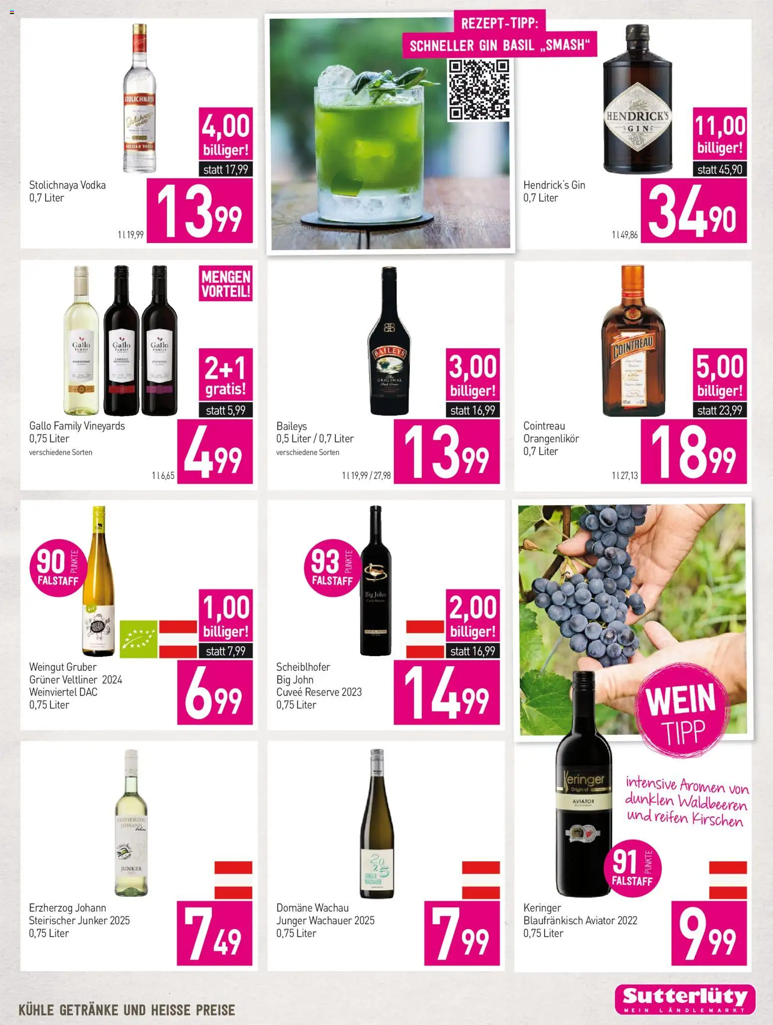 Sutterlüty Flugblatt gültig ab 22.10.2025 | Seite: 15 | Produkte: Gin, Wein