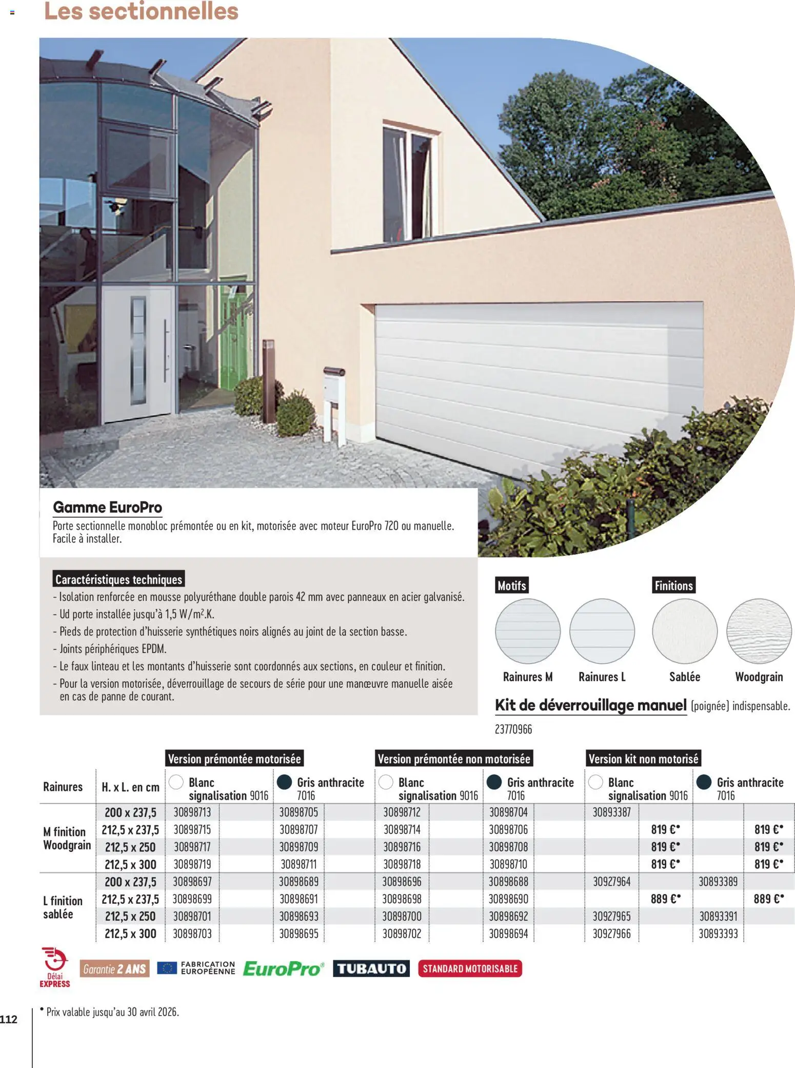 {H1} | Page: 112 | Produits: Mousse, Porte