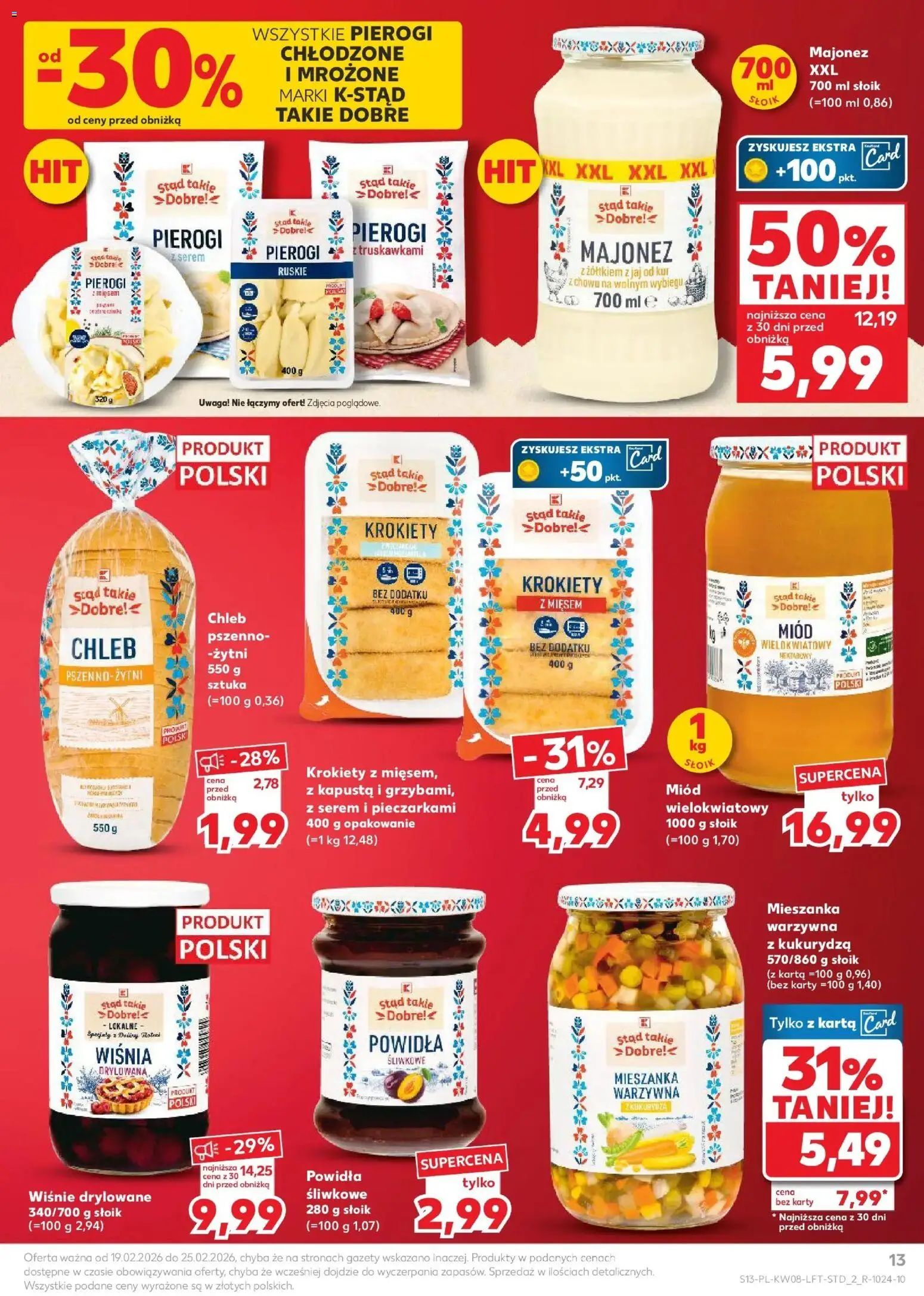 Kaufland Polsko leták od 19.02.2026 | Strana: 13 | Produkty: Chléb, Kapusta, Karty