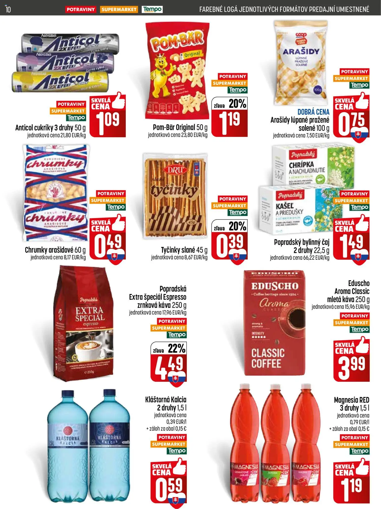 Nové COOP Jednota akcie – leták je platný od 05.02.2026 | Strana: 10 | Produkty: Čaj, Magnesia, Cukríky, Arašidy