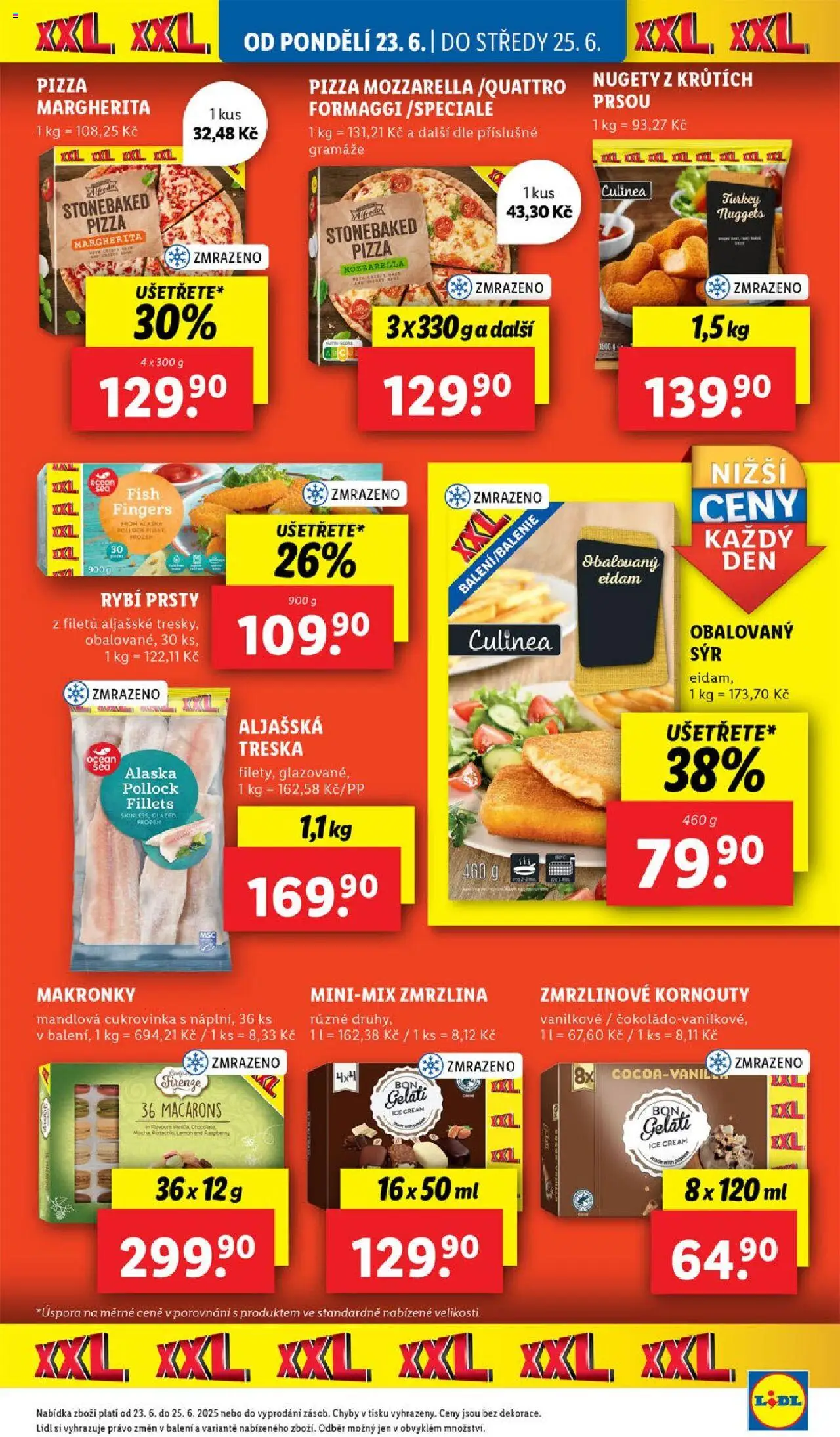 Lidl leták od 23.06.2025 | Strana: 13 | Produkty: Pizza, Bon Gelati, Zmrzlinové kornouty, Mozzarella
