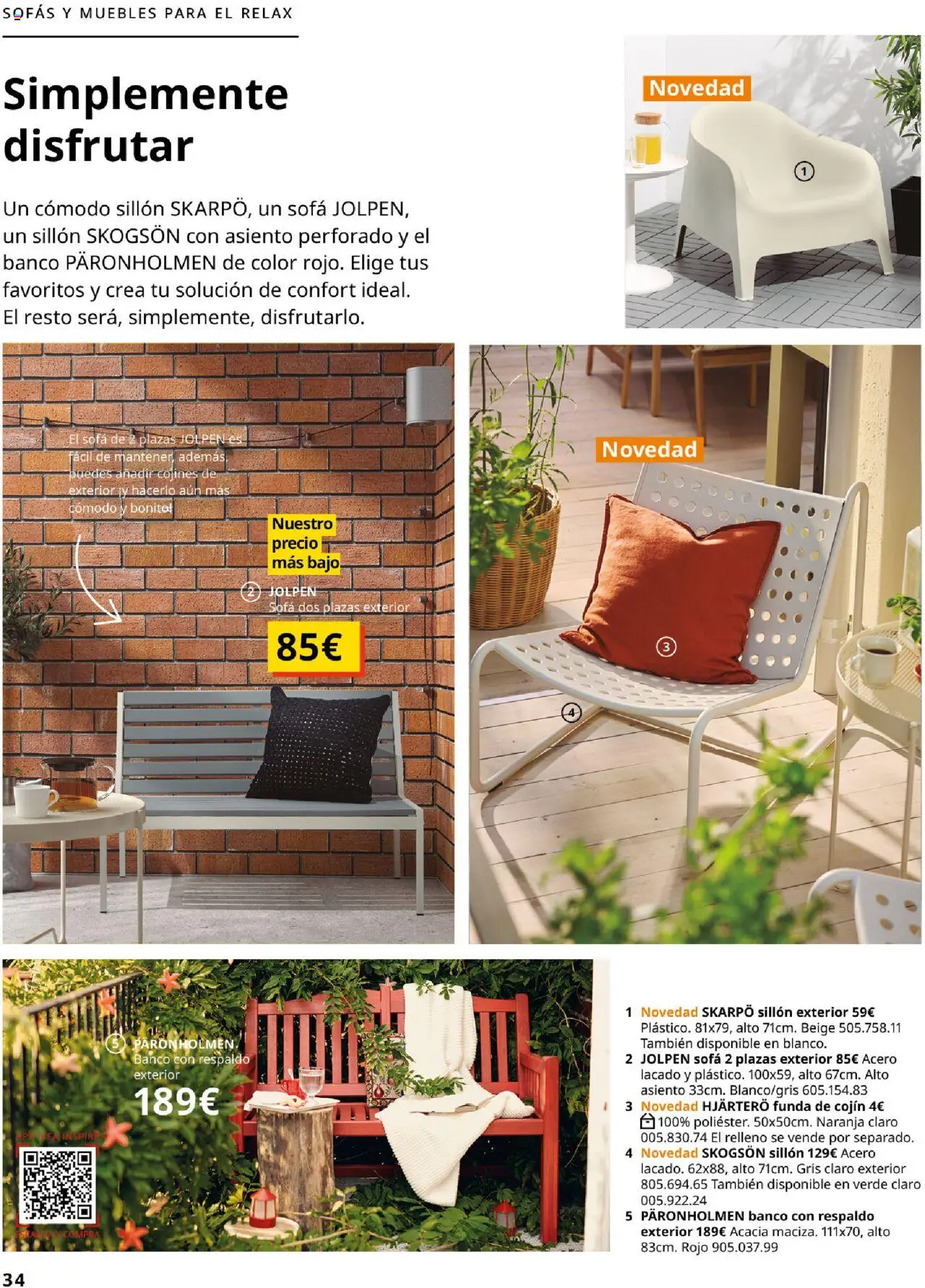 Catálogo IKEA Muebles de exterior │ válido desde el 04.02.2025 | Página: 34 | Productos: Funda, Funda de cojín, Cojín, Sofá