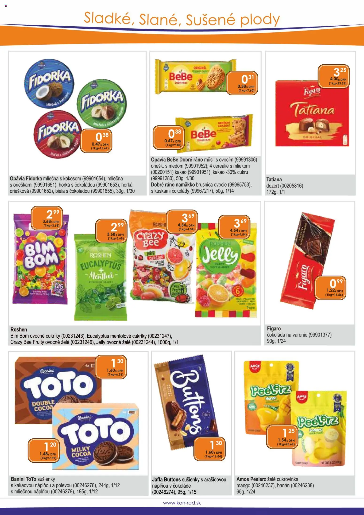 Nové KON - RAD akcie – leták je platný od 01.04.2026 | Strana: 32 | Produkty: Cukríky, Cereálie, Mango, Ovocie