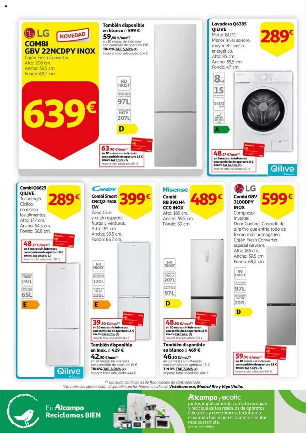 Alcampo - HG Unificado Madrid │ válido desde el 01.07.2025 | Página: 32 | Productos: Vela, Congelador, Lavadora, Combi