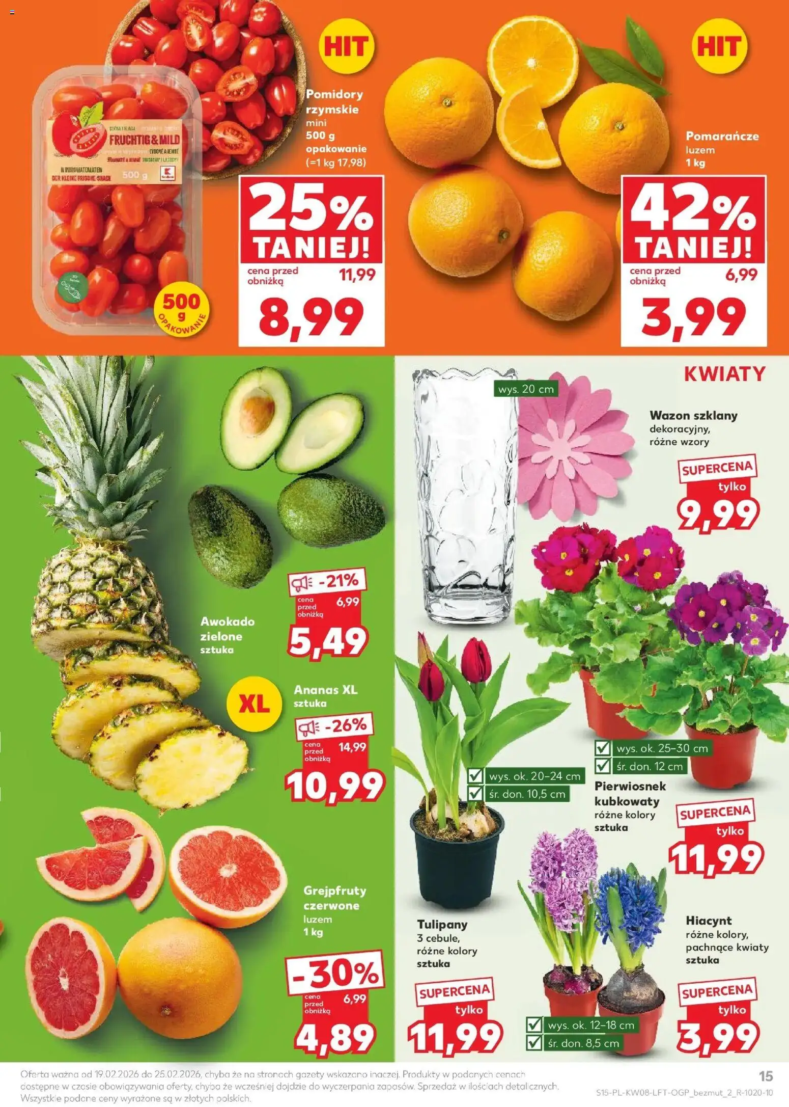 Kaufland Polsko leták od 19.02.2026 | Strana: 15 | Produkty: Ananas, Tulipány
