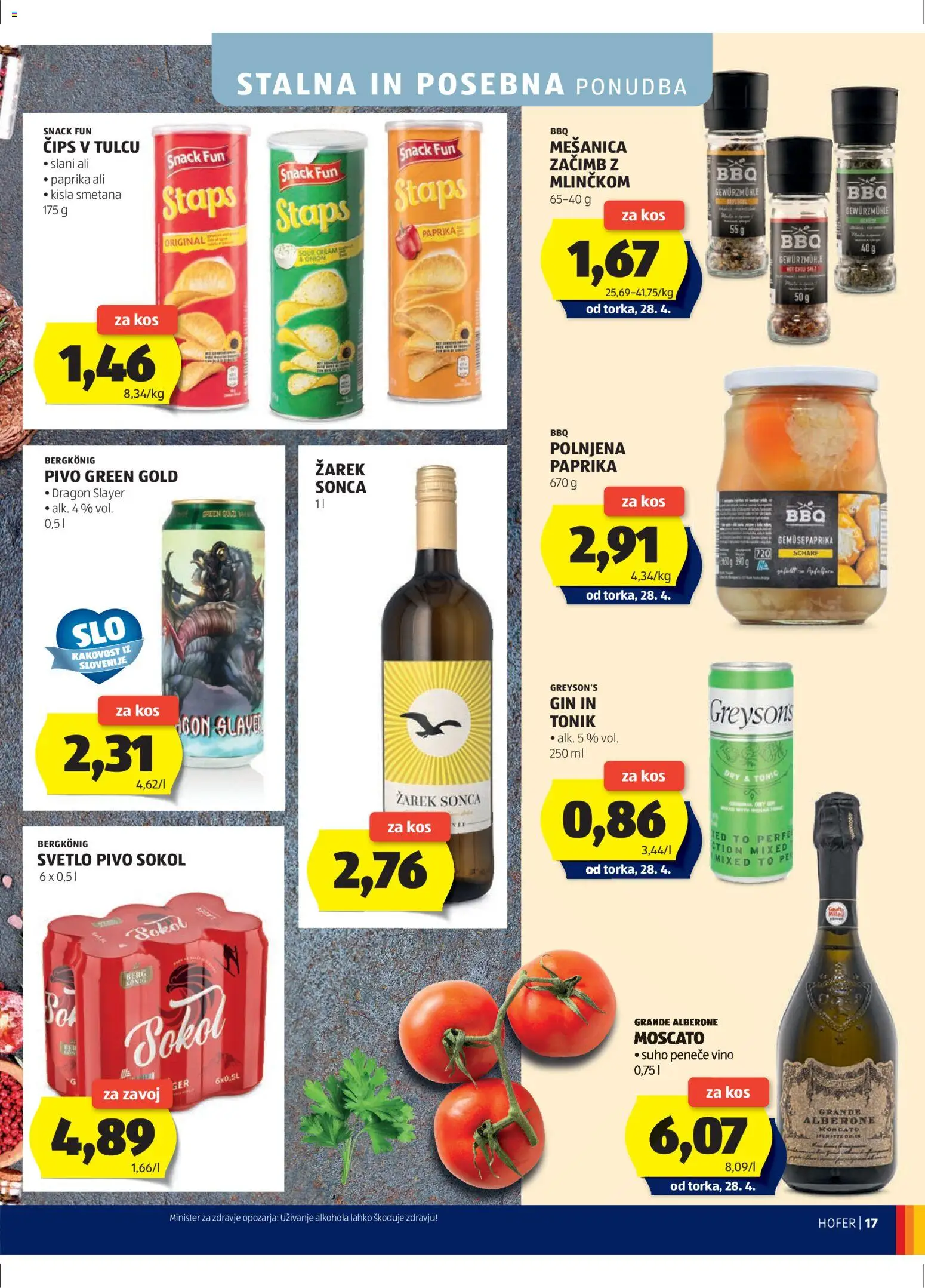 Hofer SI katalog | vrijedi od 22.04.2026 | Stranica: 17 | Proizvodi: Vino, Pivo, Paprika, Tonic