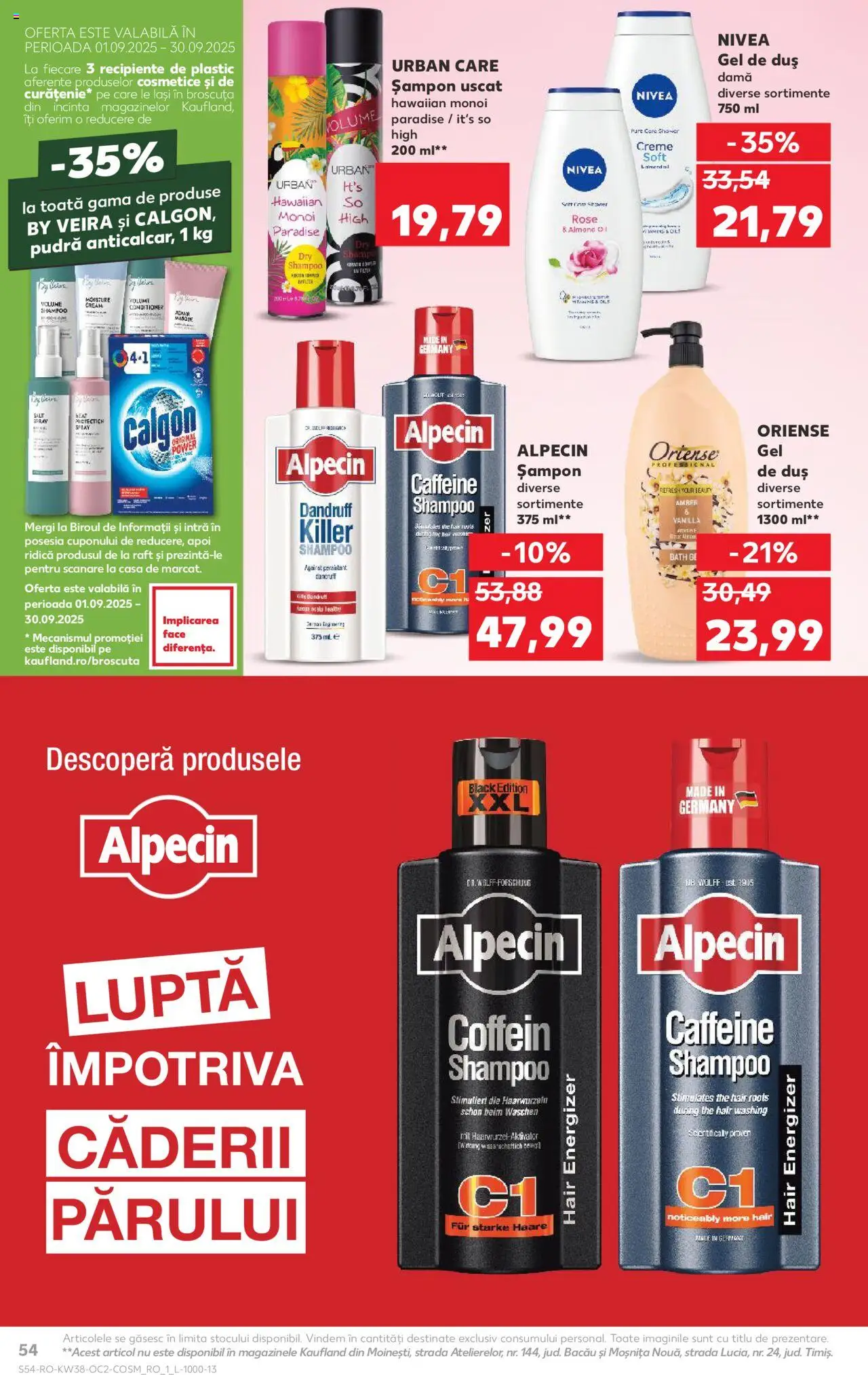 Noul catalog Kaufland – valabil de la 17.09.2025 | Pagină: 54 | Produse: Recipiente, Șampon, Gel de duș, Șampon uscat