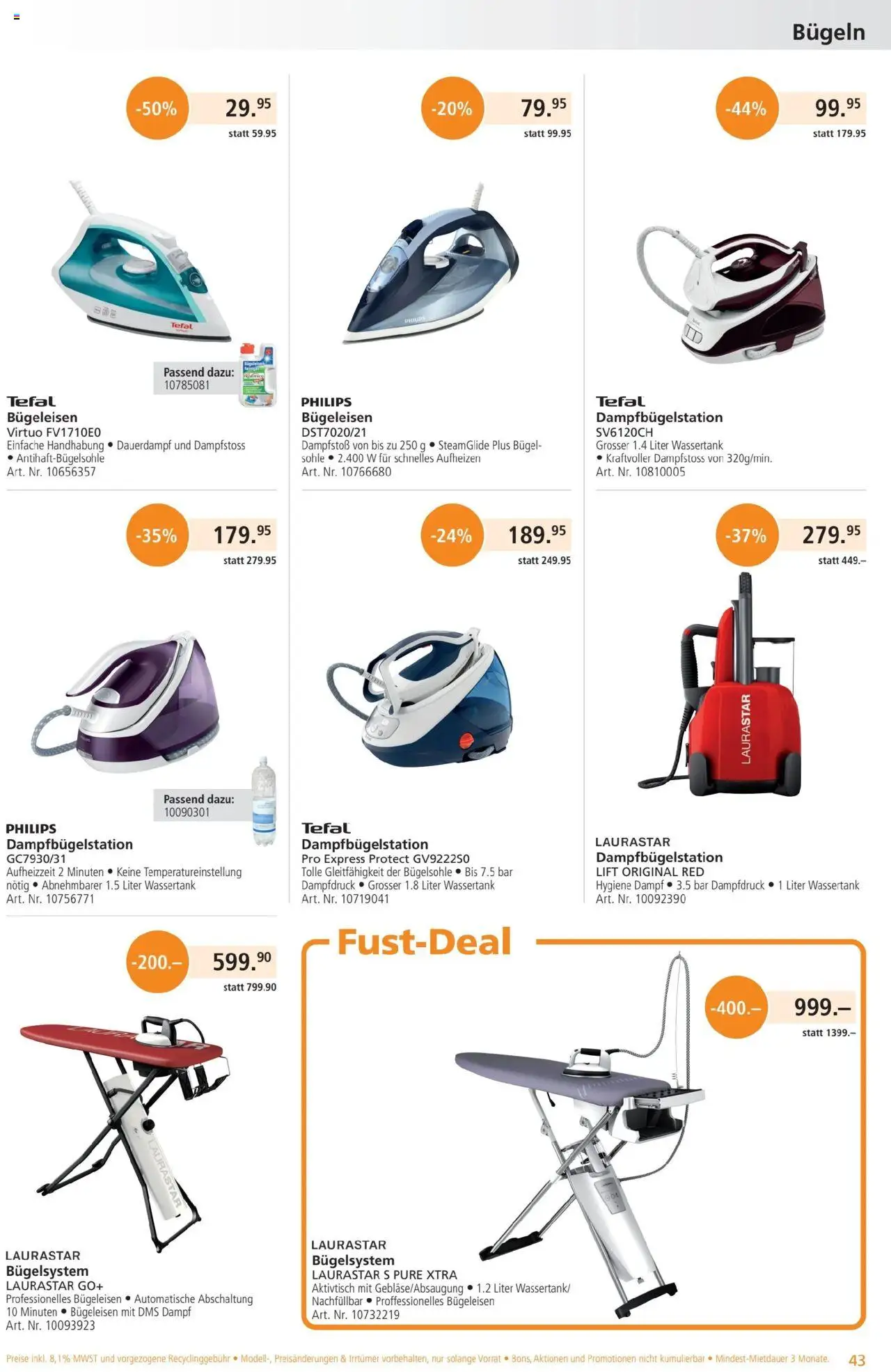 Fust Aktionen ab 28.07.2025 | Seite: 43 | Produkte: Bügeleisen, Philips
