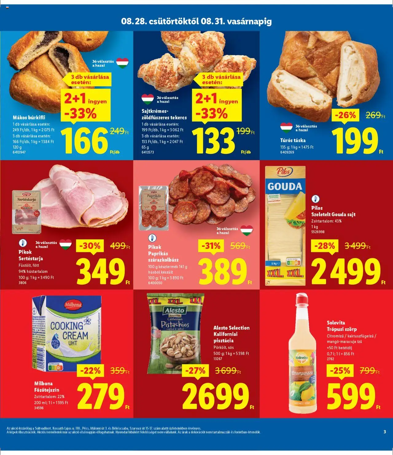 Lidl akciós ujság - amely érvényes a következő dátumtól: 28.08.2025 | Oldal: 3 | Termékek: Szörp, Pisztácia, Főzőtejszín, Sajt