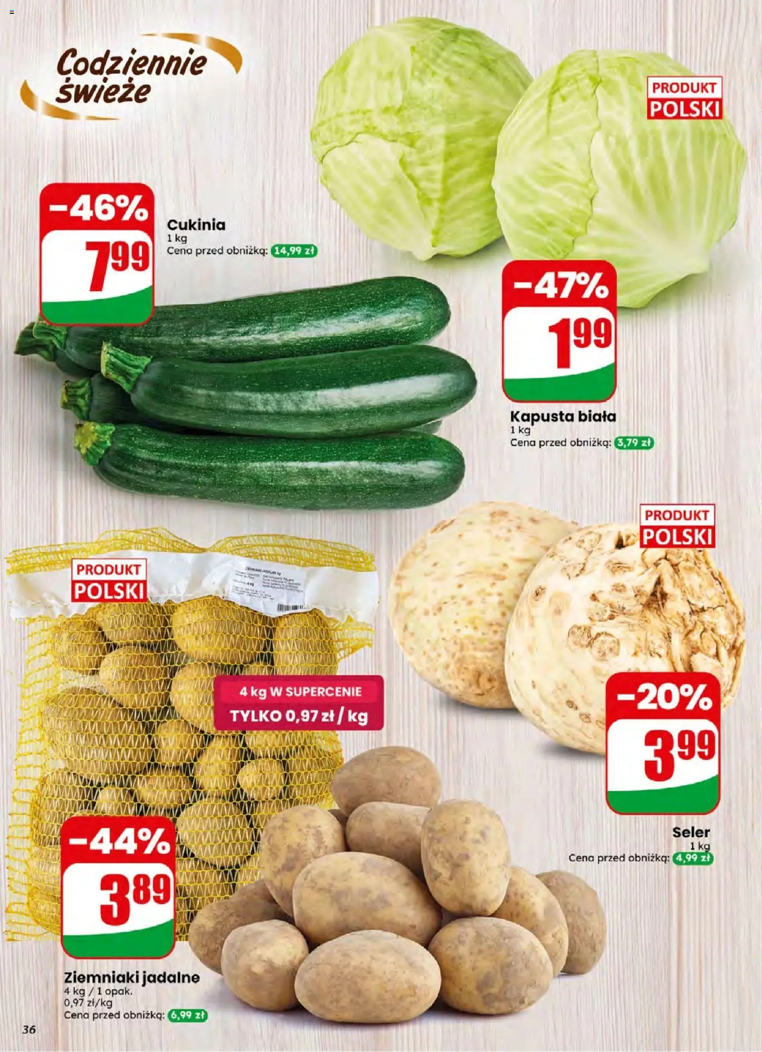 Dino gazetka od 15.04.2026 | Strona: 36 | Produkty: Kapusta, Cukinia, Kapusta biała, Ziemniaki