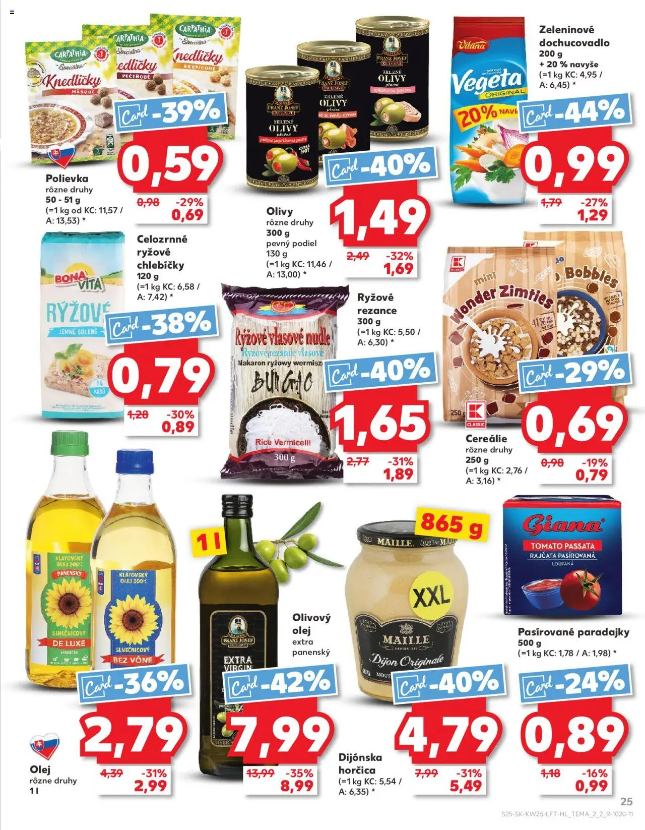 Nové Kaufland akcie – leták je platný od 19.06.2025 | Strana: 25 | Produkty: Olej, Olivový olej, Rezance, Cereálie
