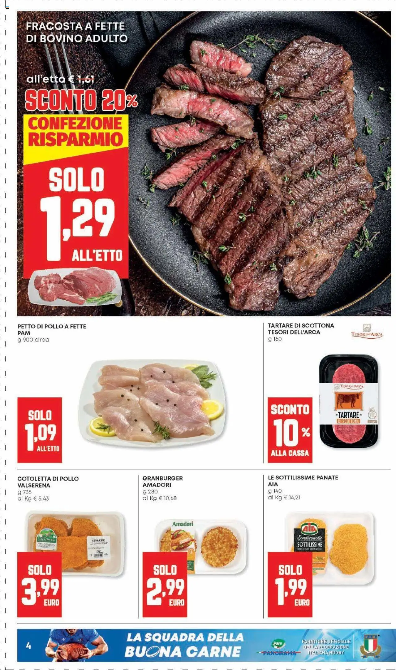 Volantino Panorama del 07.08.2025 | Pagina: 4 | Prodotti: Bovino, Petto di Pollo, Pollo