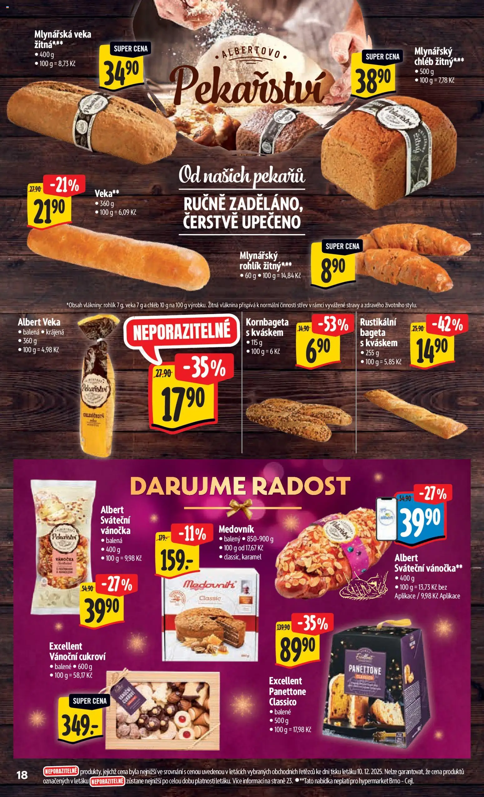 Albert leták - Hypermarket od 17.12.2025 | Strana: 27 | Produkty: Kornbageta, Panettone, Cukroví, Bageta