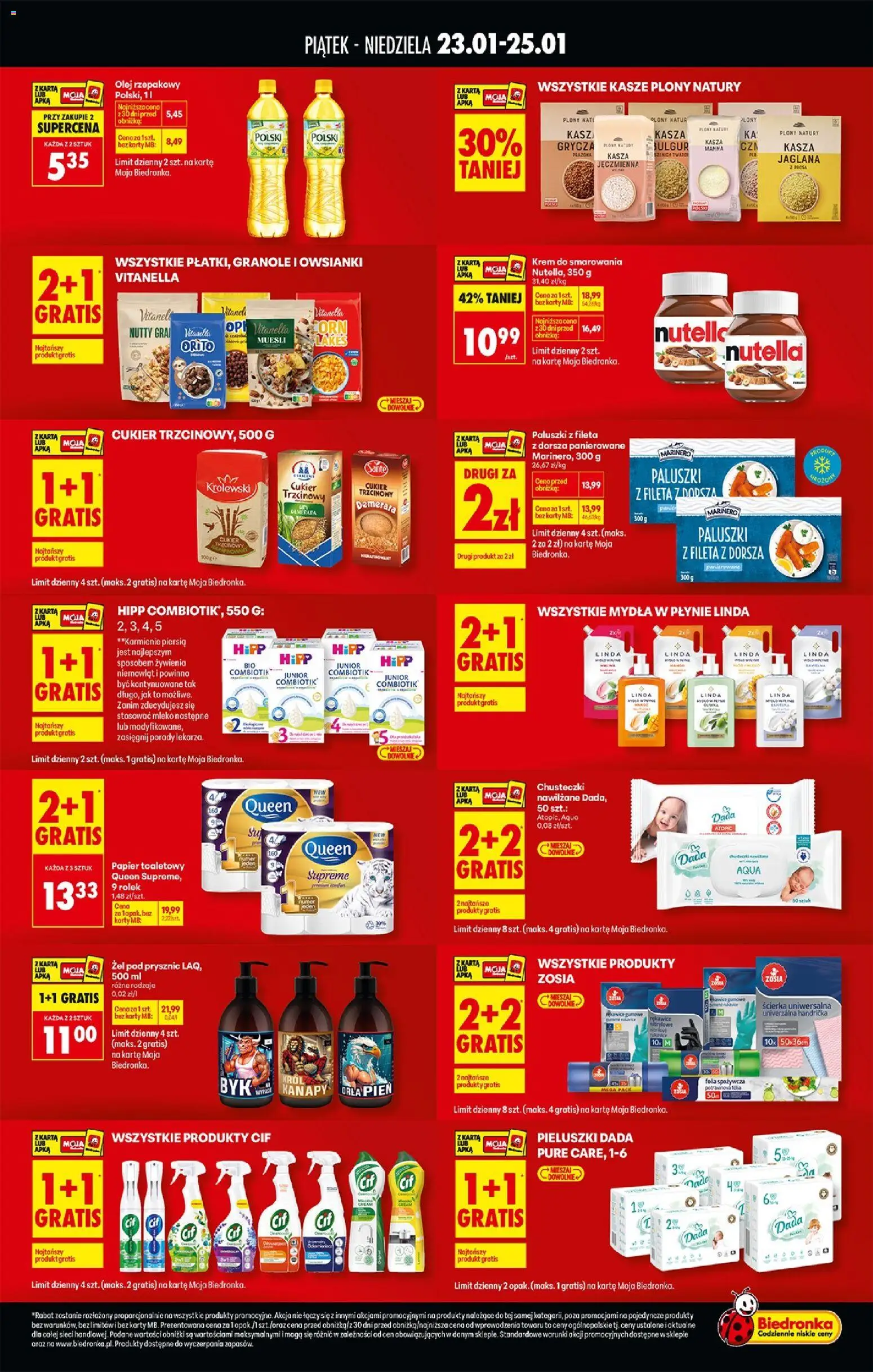 Biedronka gazetka - Tani weekend od 23.01.2026 | Strona: 2 | Produkty: Papier toaletowy, Paluszki, Cukier trzcinowy, Cukier