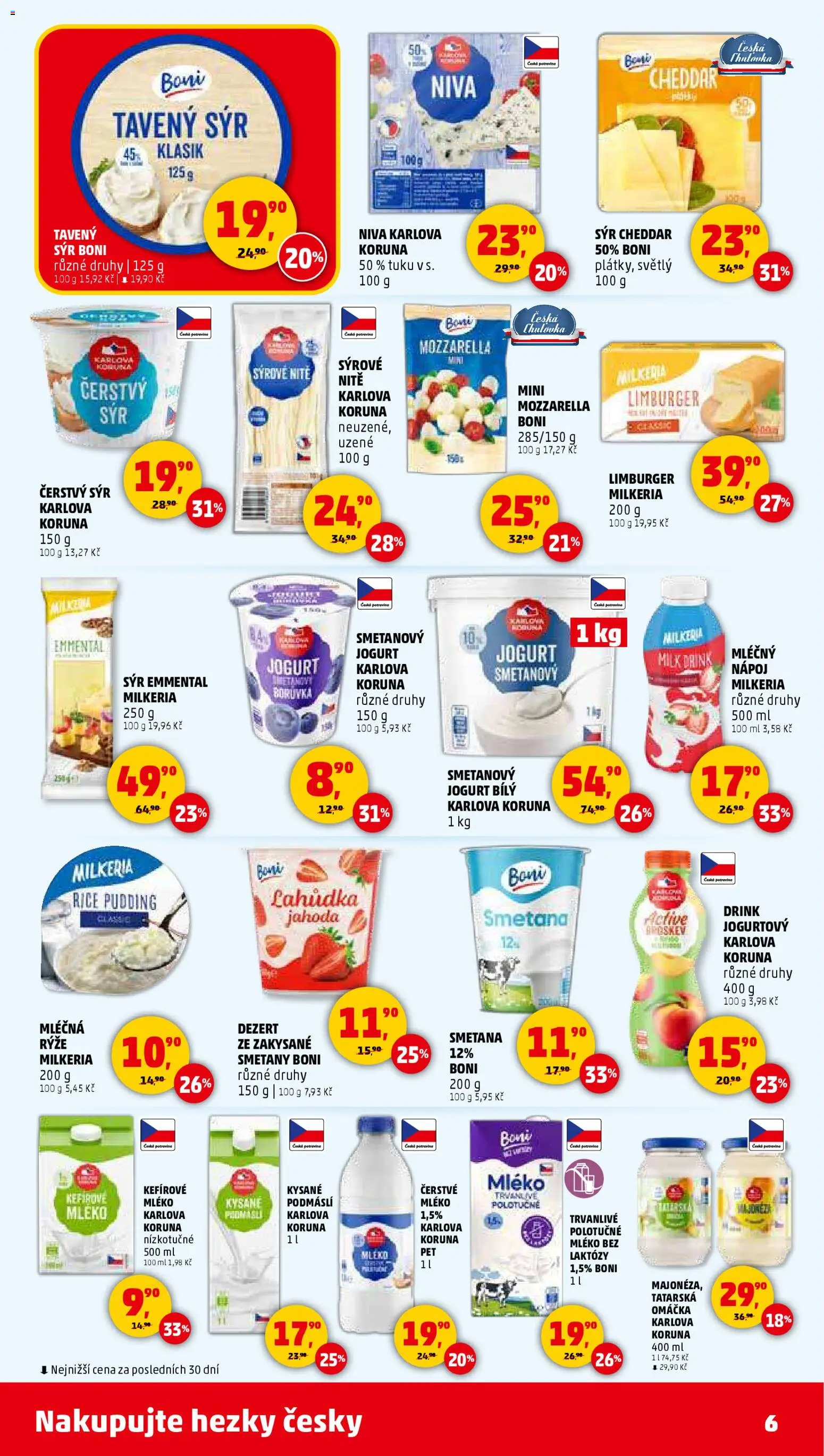 Penny Market leták - Čtvrtečník od 29.01.2026 | Strana: 6 | Produkty: Smetanový jogurt, Smetana, Limburger, Niva