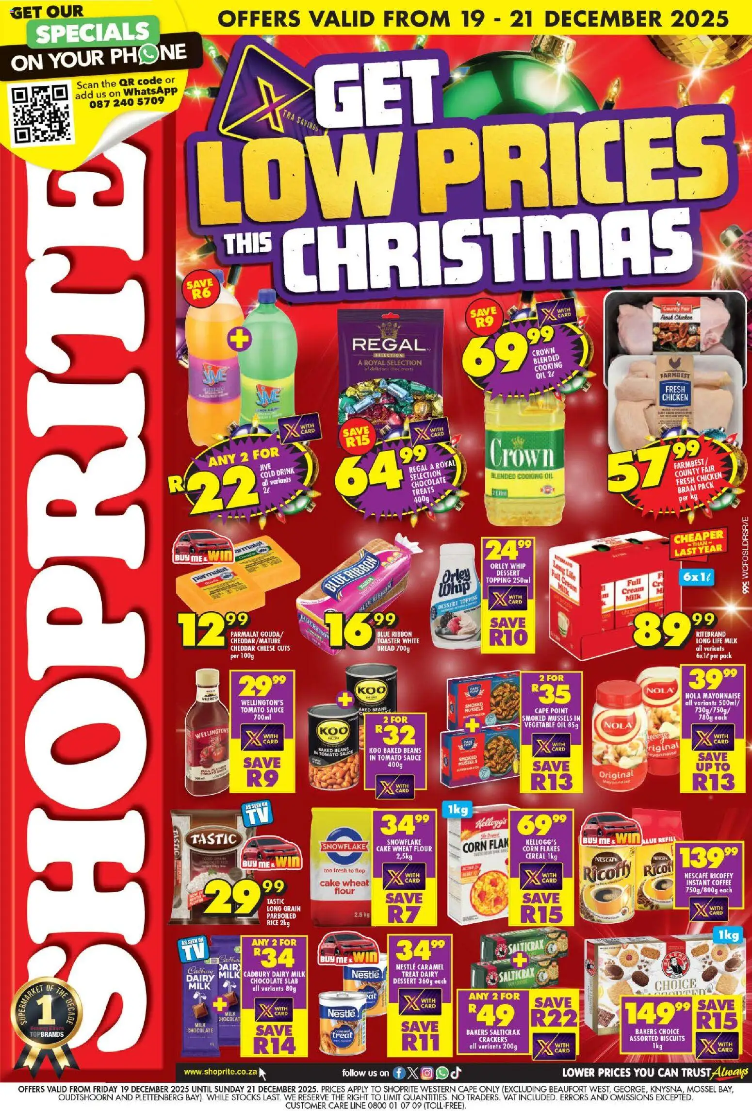 New Shoprite catalogue – valid from 19.12.2025 | Page: 1 | Products: Corn, Milk, Cheese, Flakes