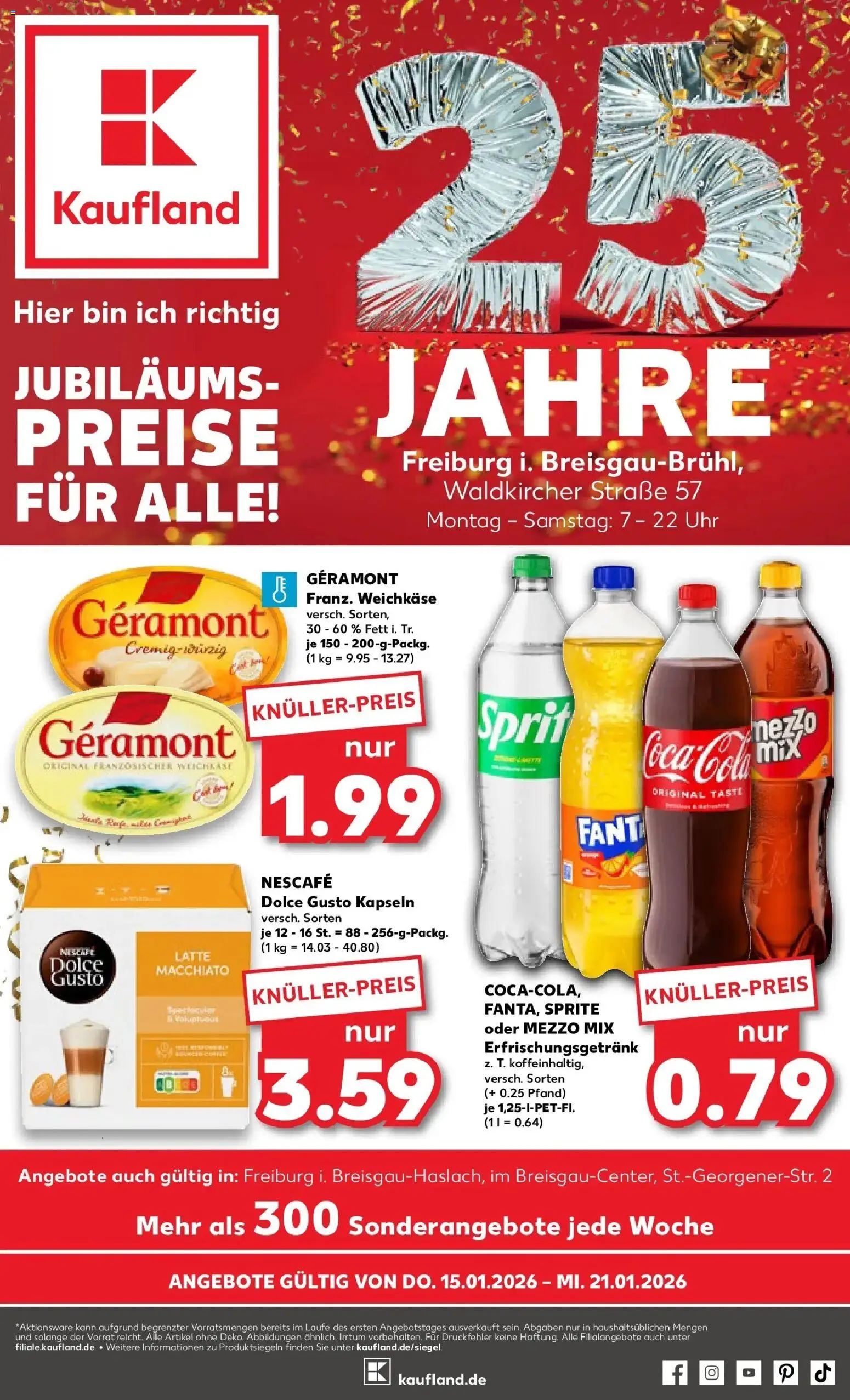 Kaufland prospekt Freiburg Im Breisgau	 – gültig ab 15.01.2026 | Seite: 1 | Produkte: Geramont, Oder mezzo mix, Uhr, Dolce gusto