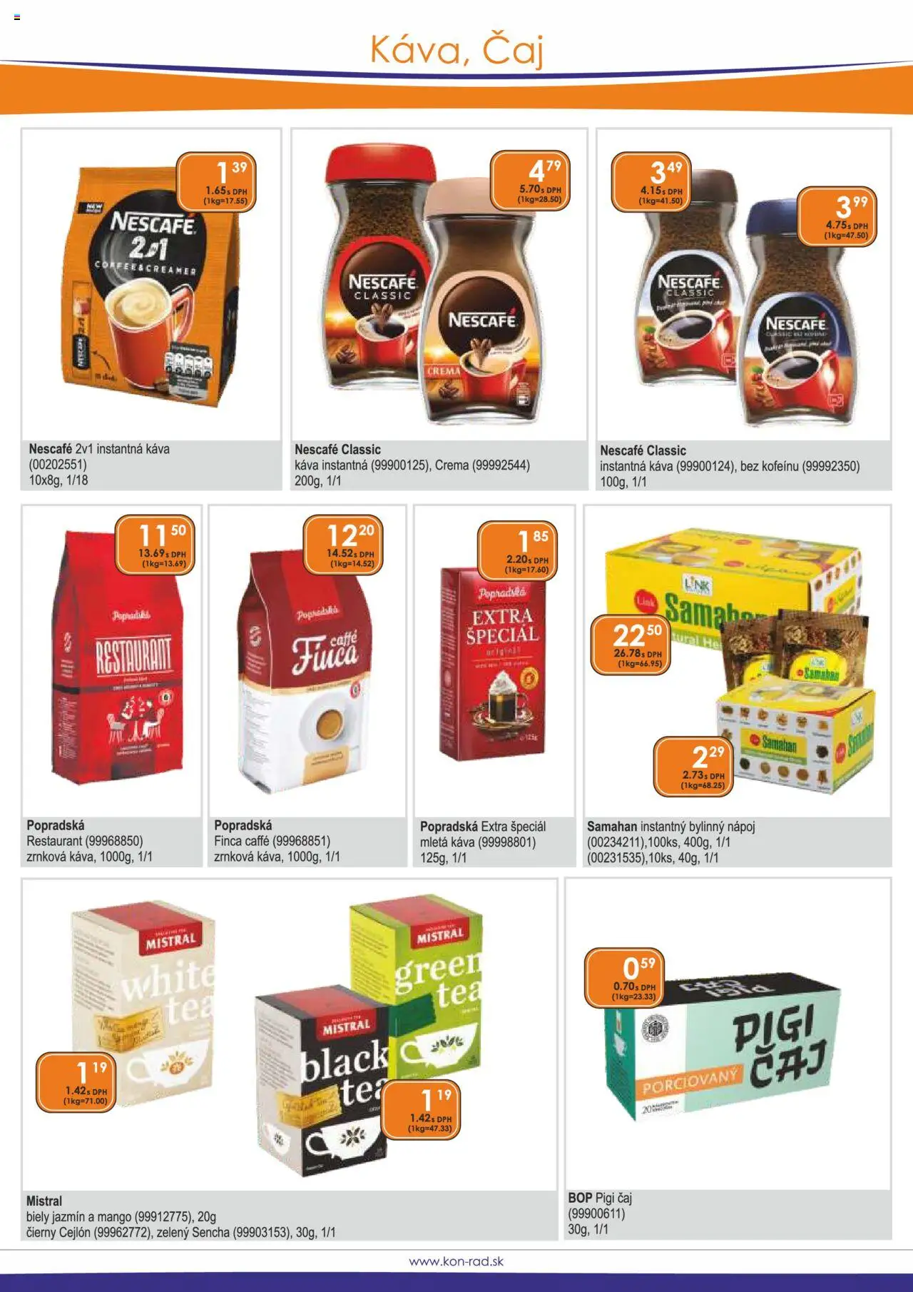 KON - RAD leták │ platný od 01.09.2025 | Strana: 32 | Produkty: Čaj, Mango, Nescafé Classic, Nescafé Crema