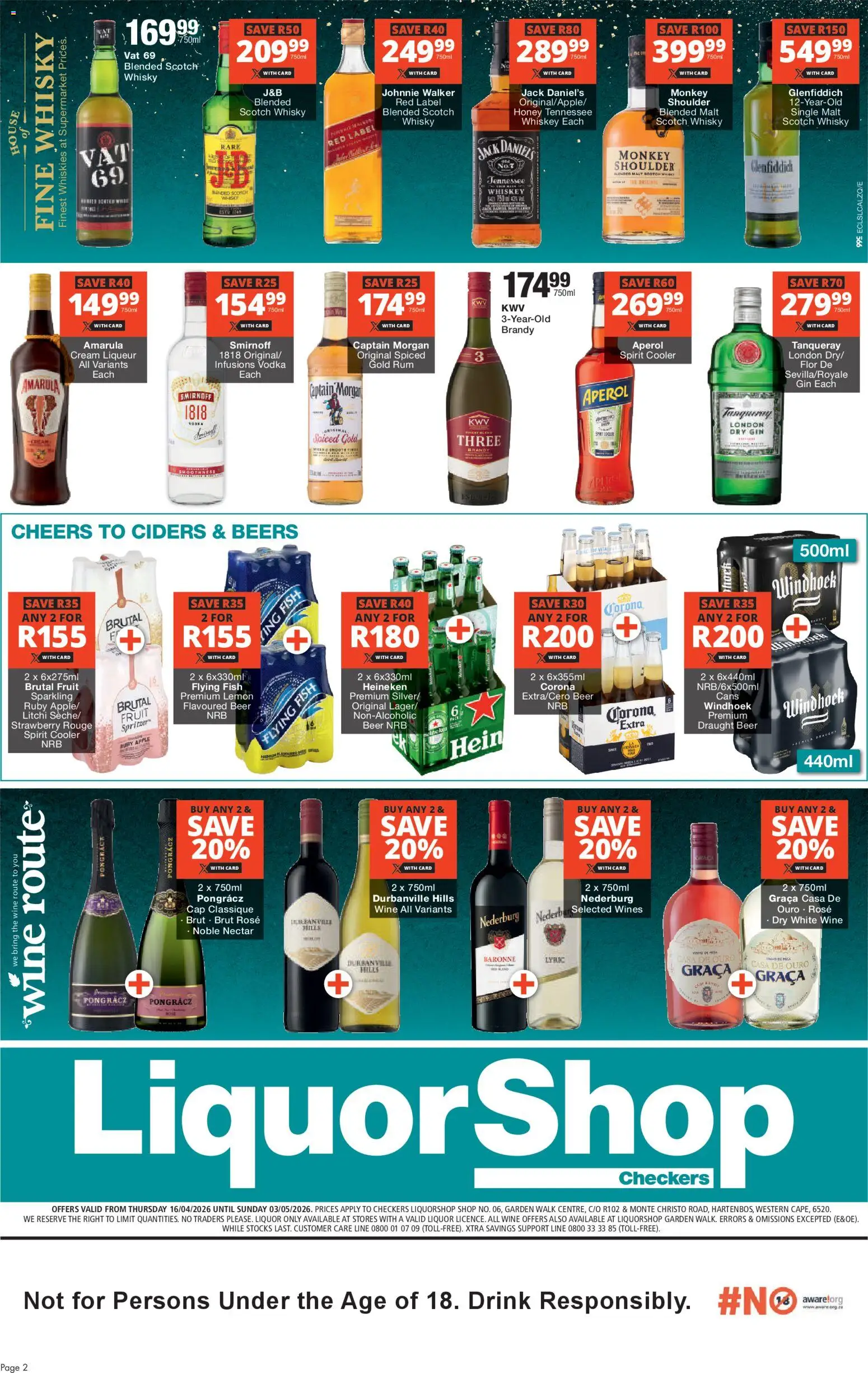 New Checkers catalogue – valid from 16.04.2026 | Page: 2 | Products: Cap, Wine, Fish, Lemon
