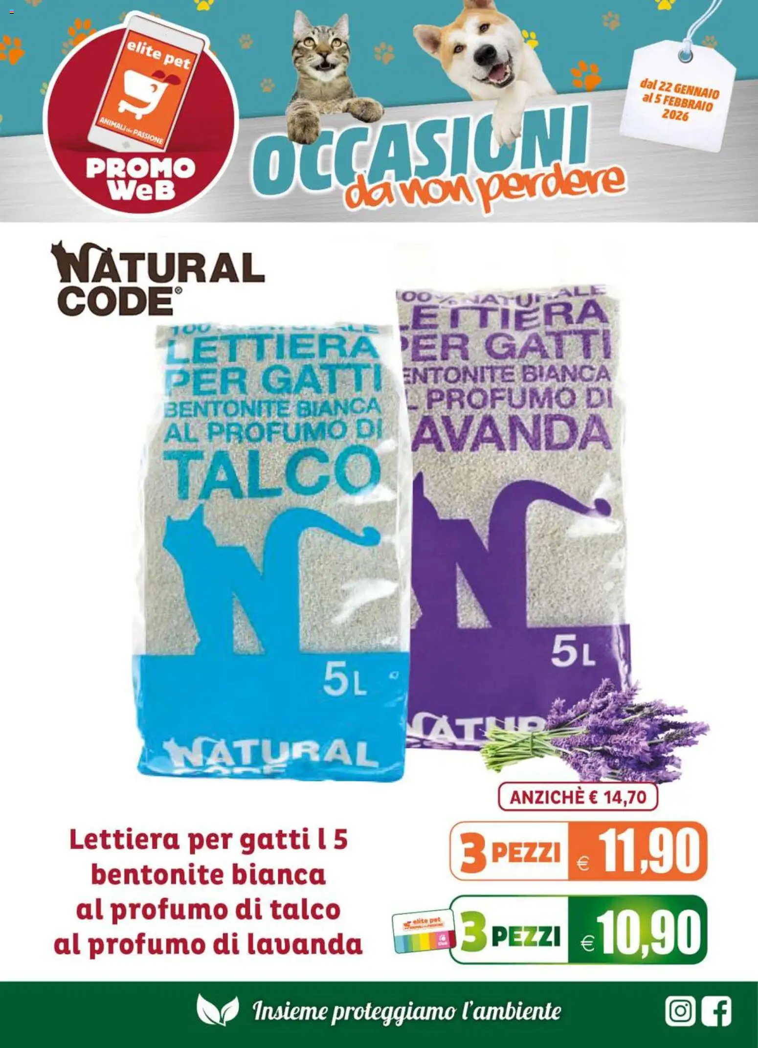 Volantino Elite Supermercati del 22.01.2026 | Pagina: 11 | Prodotti: Lettiera per gatti, Talco, Lavanda, Profumo