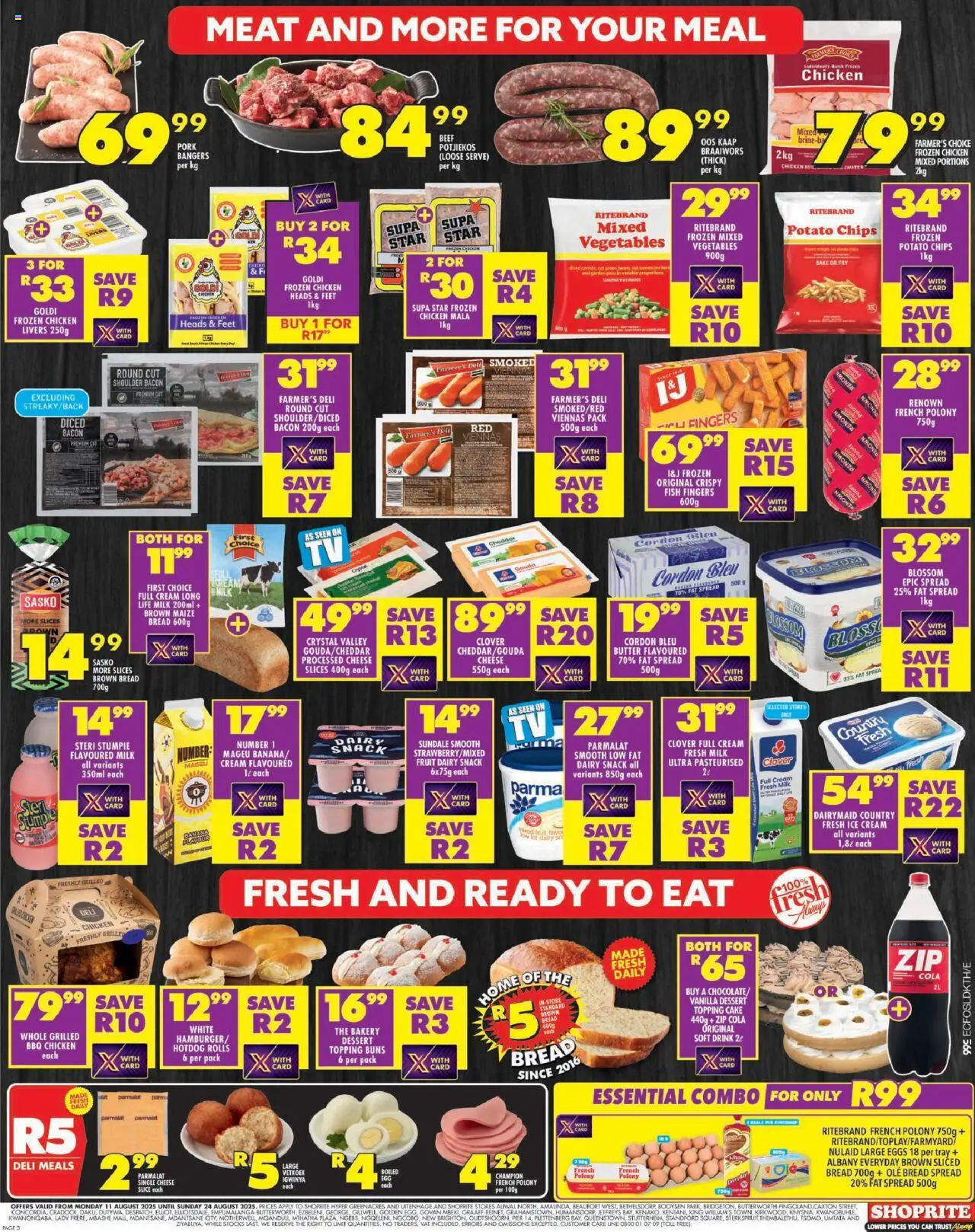 Shoprite Eastern Cape - Major Deals │ valid from 11.08.2025 | Page: 3 | Products: Tray, Buns, Bread, Bacon
