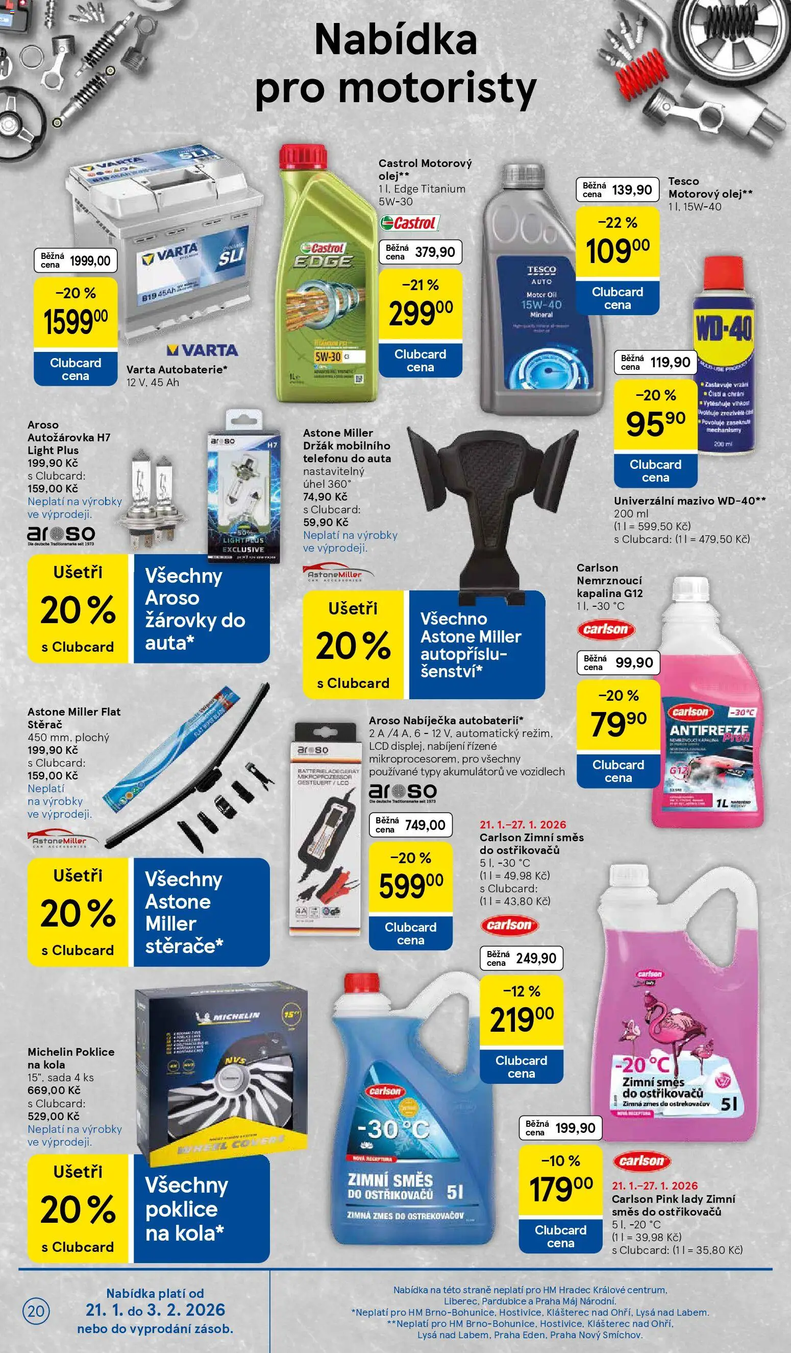 Tesco leták - Hypermarket od 21.01.2026 | Strana: 20 | Produkty: Olej, Zimní směs do ostřikovačů, Motorový olej, Pink Lady