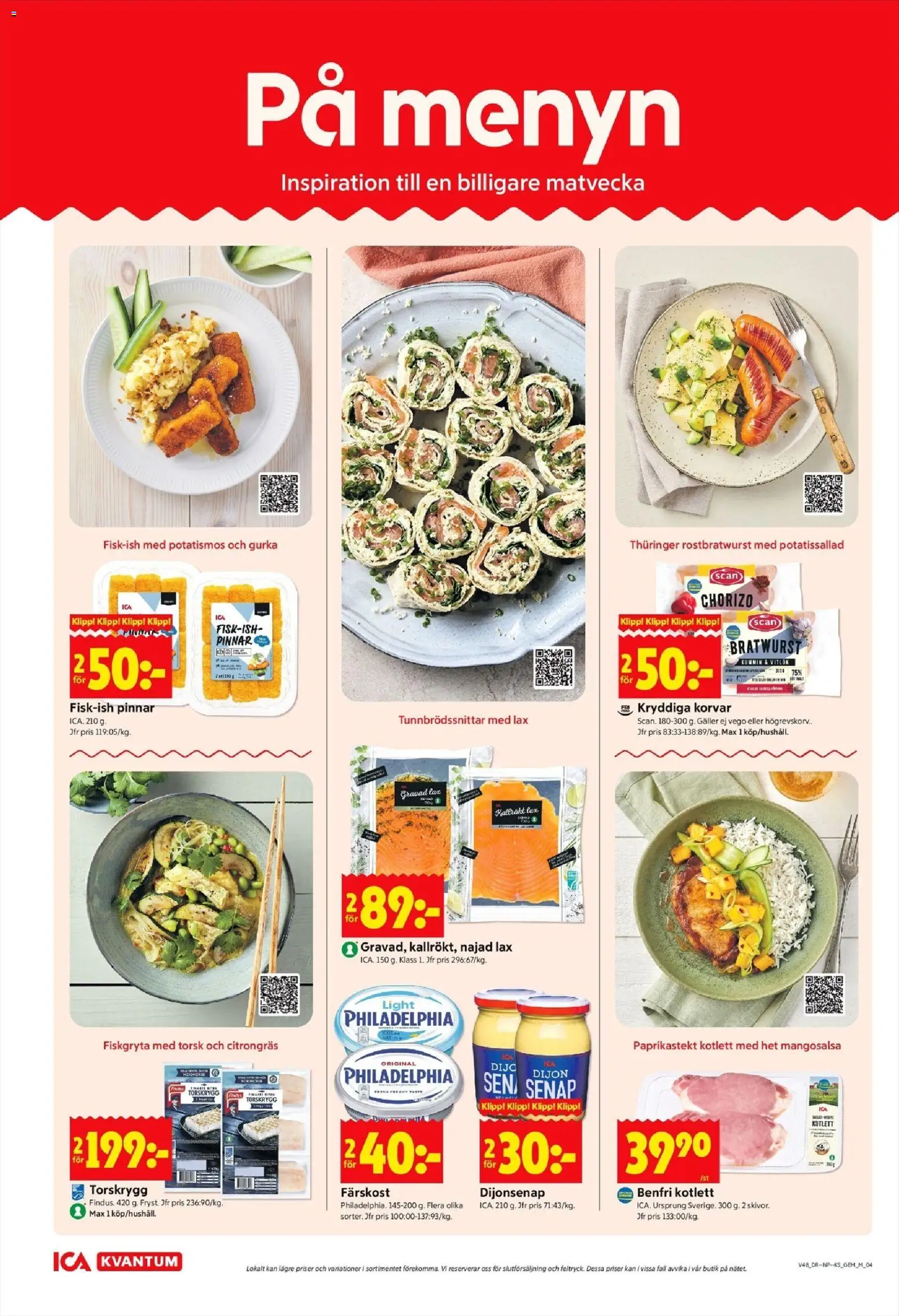 ICA Kvantum reklamblad aktuell från 24.11.2025 | Sida: 4 | Produkter: Potatissallad, Senap, Galler, Gurka