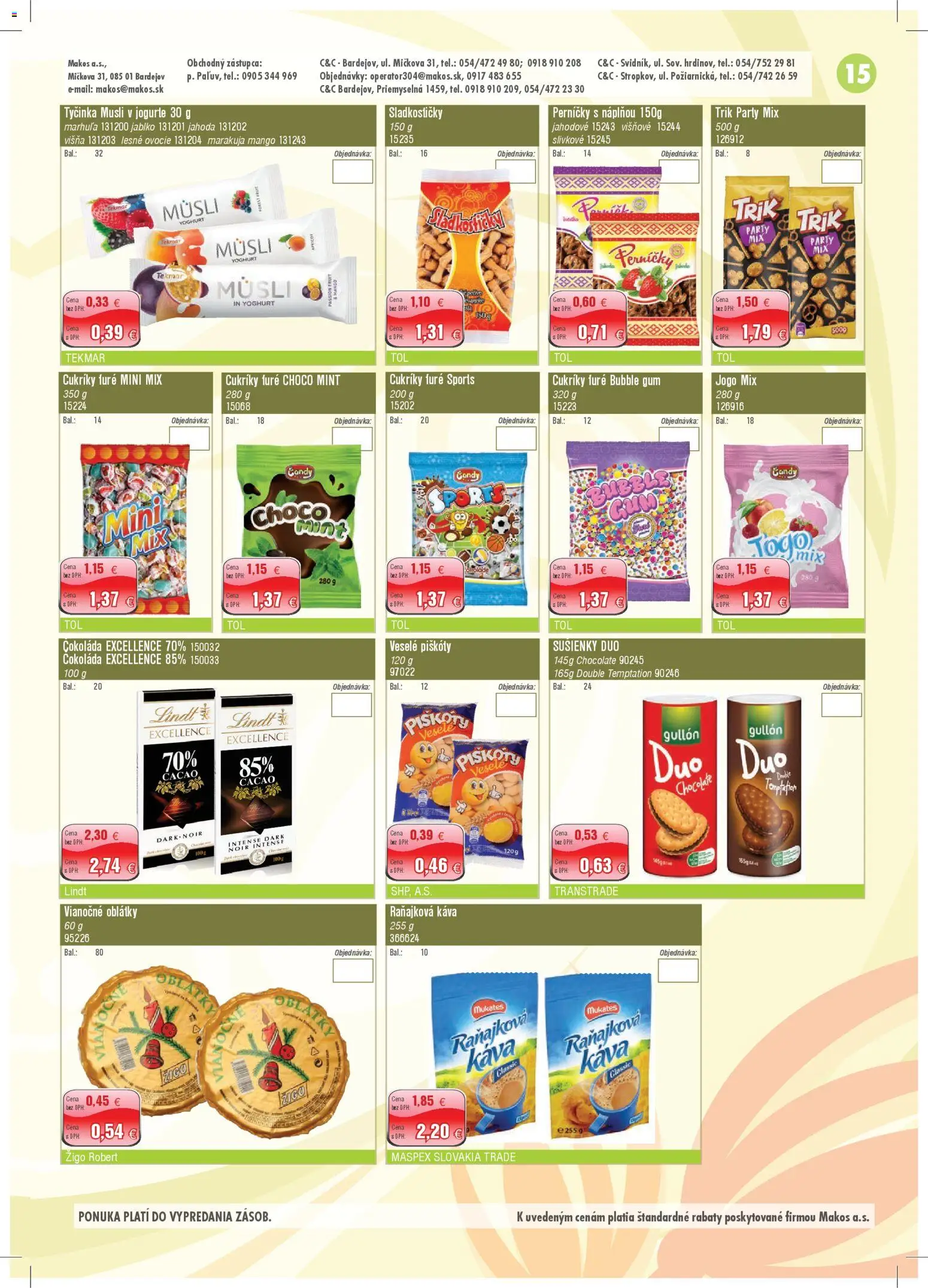 Nové Makos akcie – leták je platný od 03.11.2025 | Strana: 15 | Produkty: Káva, Čokoláda, Mango, Ovocie