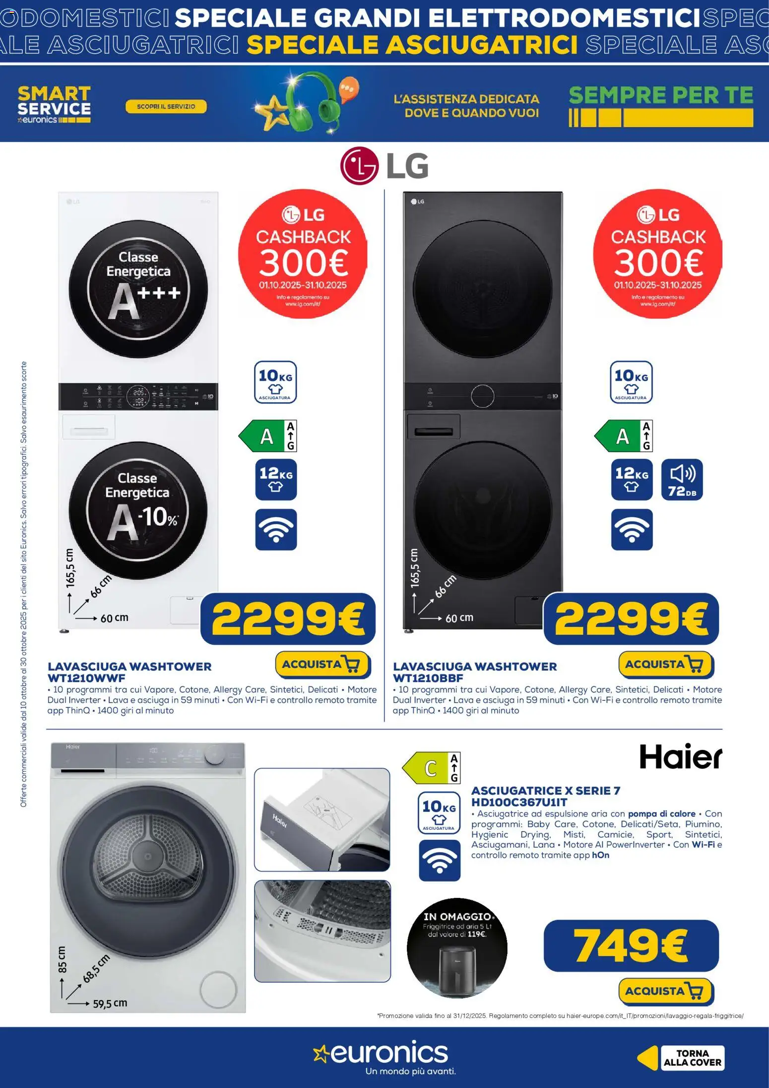 Volantino Euronics del 10.10.2025 | Pagina: 6 | Prodotti: Friggitrice ad aria, Lavasciuga, Asciugatrice, Friggitrice