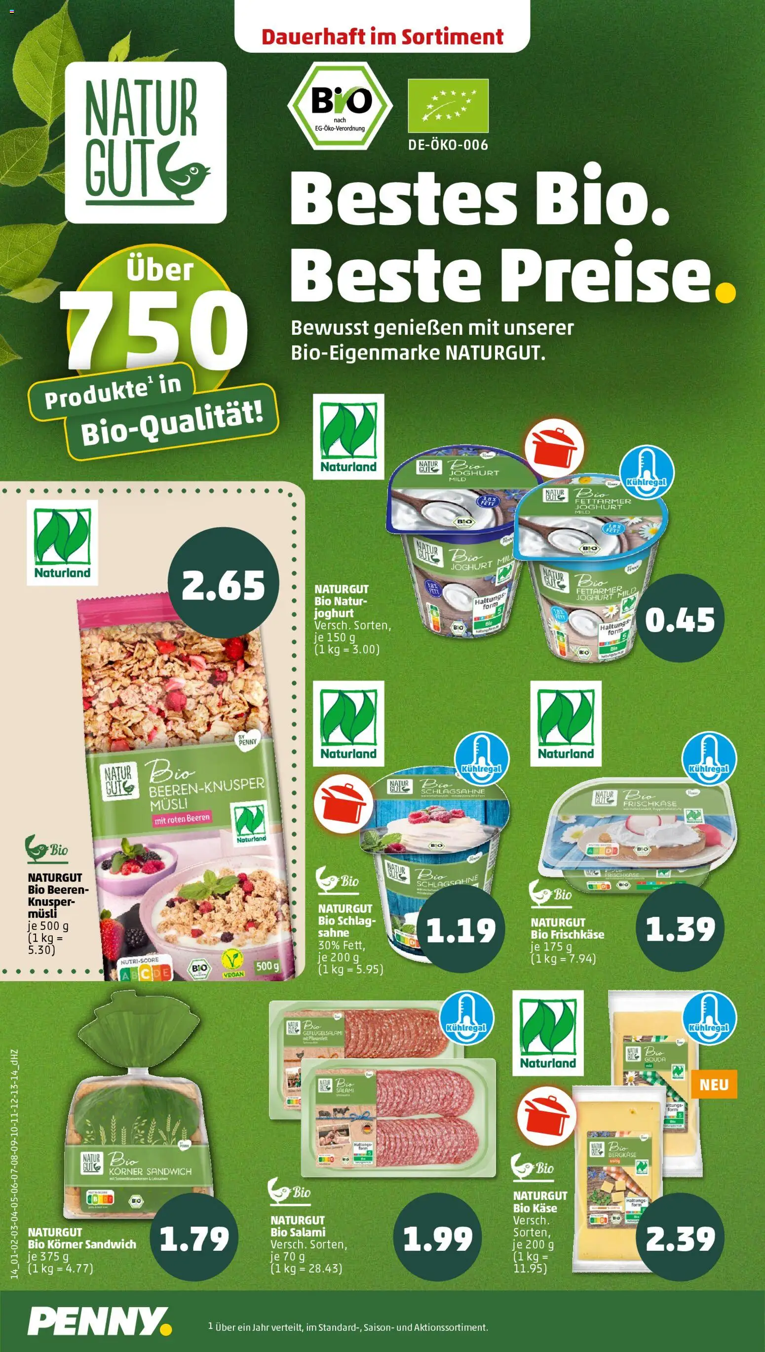 Penny Prospekt 	 – gültig ab 08.12.2025 | Seite: 16 | Produkte: Musli, Gouda, Salami, Sahne