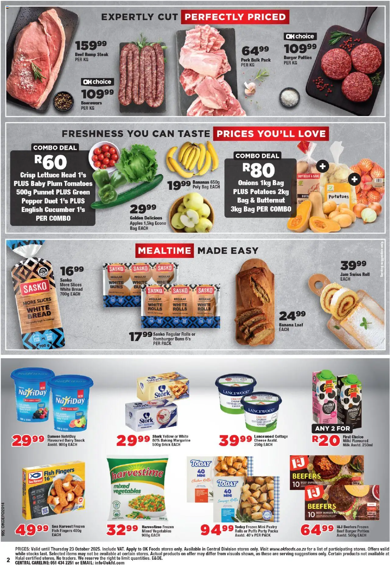 New OK Foods catalogue – valid from 15.10.2025 | Page: 2 | Products: Bag, Bananas, Fish, Onions