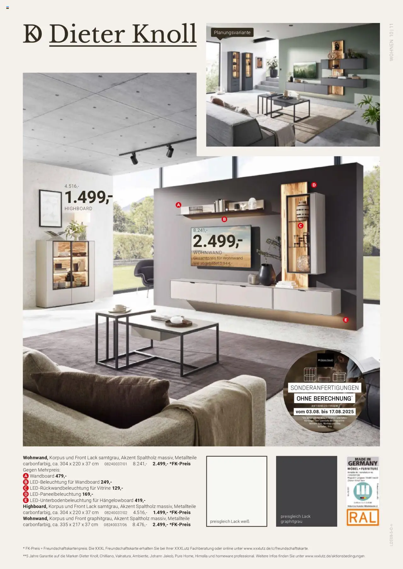 XXXL Lutz Dieter Knoll Spezial - gültig ab dem 04.08.2025 | Seite: 11 | Produkte: Wohnwand, HIghboard, Wandboard, Vitrine