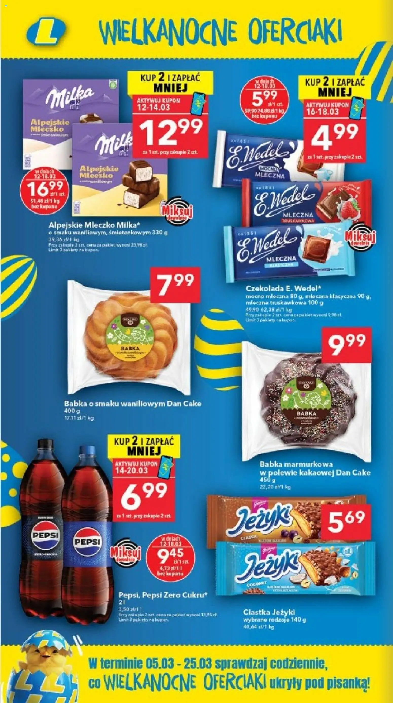Lewiatan gazetka - Bydgoszcz od 12.03.2026 | Strona: 2 | Produkty: Pepsi, Czekolada, Ciastka, Babka marmurkowa