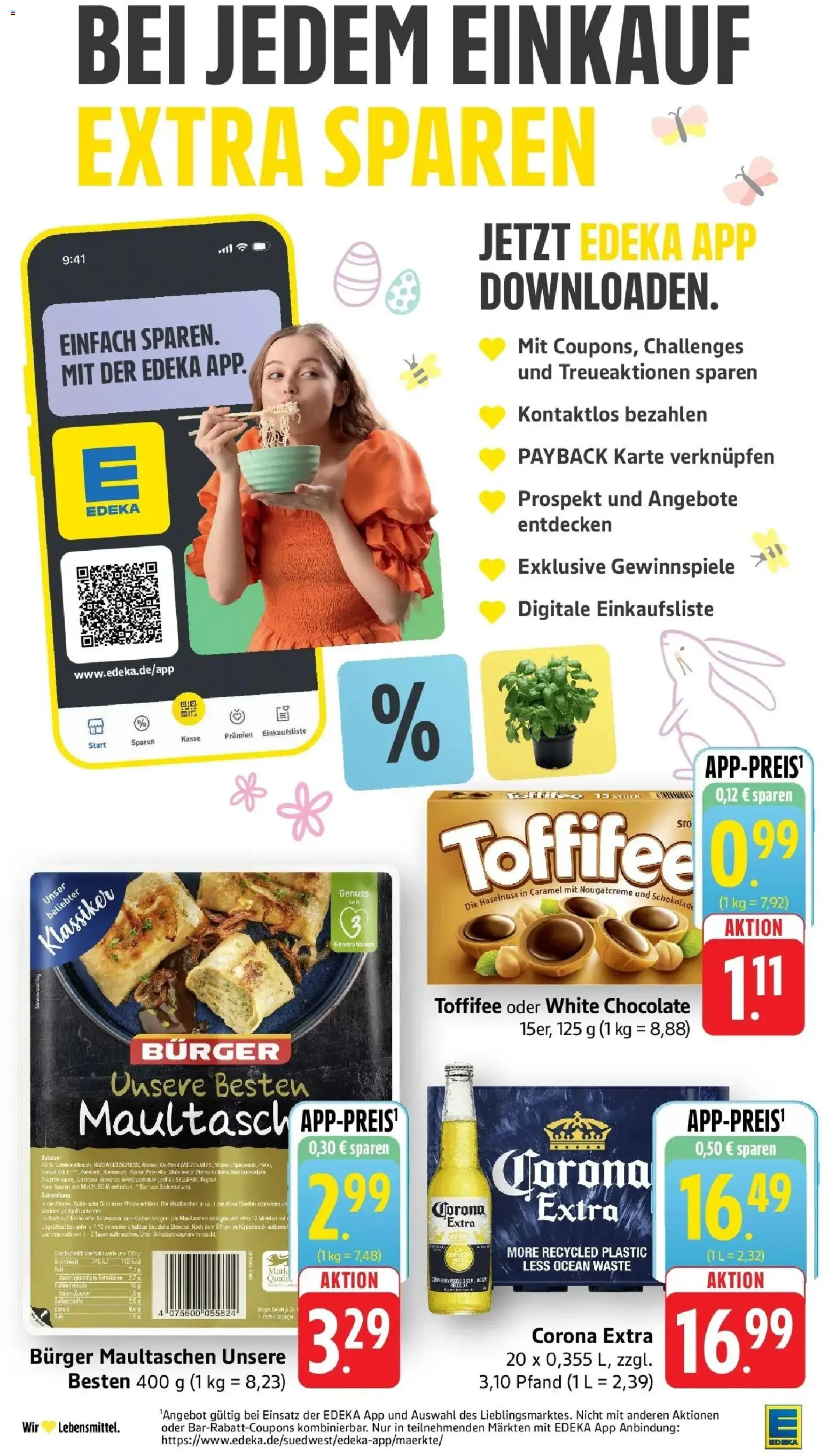 Edeka prospekt Piesport	 – gültig ab 30.03.2026 | Seite: 16 | Produkte: Öl, Schokolade, Burger, Zucker