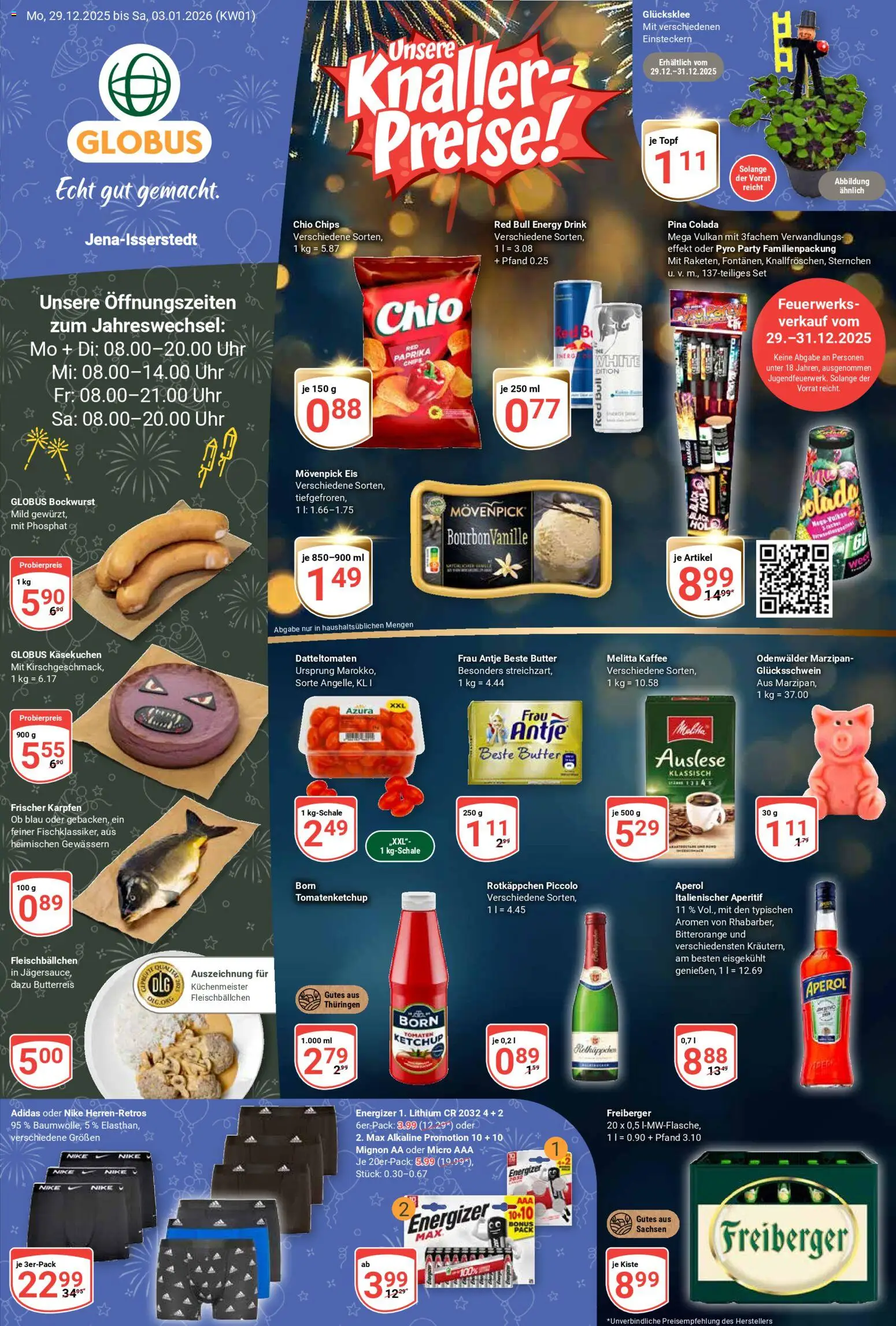 Globus Prospekt 	 – gültig ab 29.12.2025 | Seite: 1 | Produkte: Movenpick eis, Aperol, Ketchup, Uhr