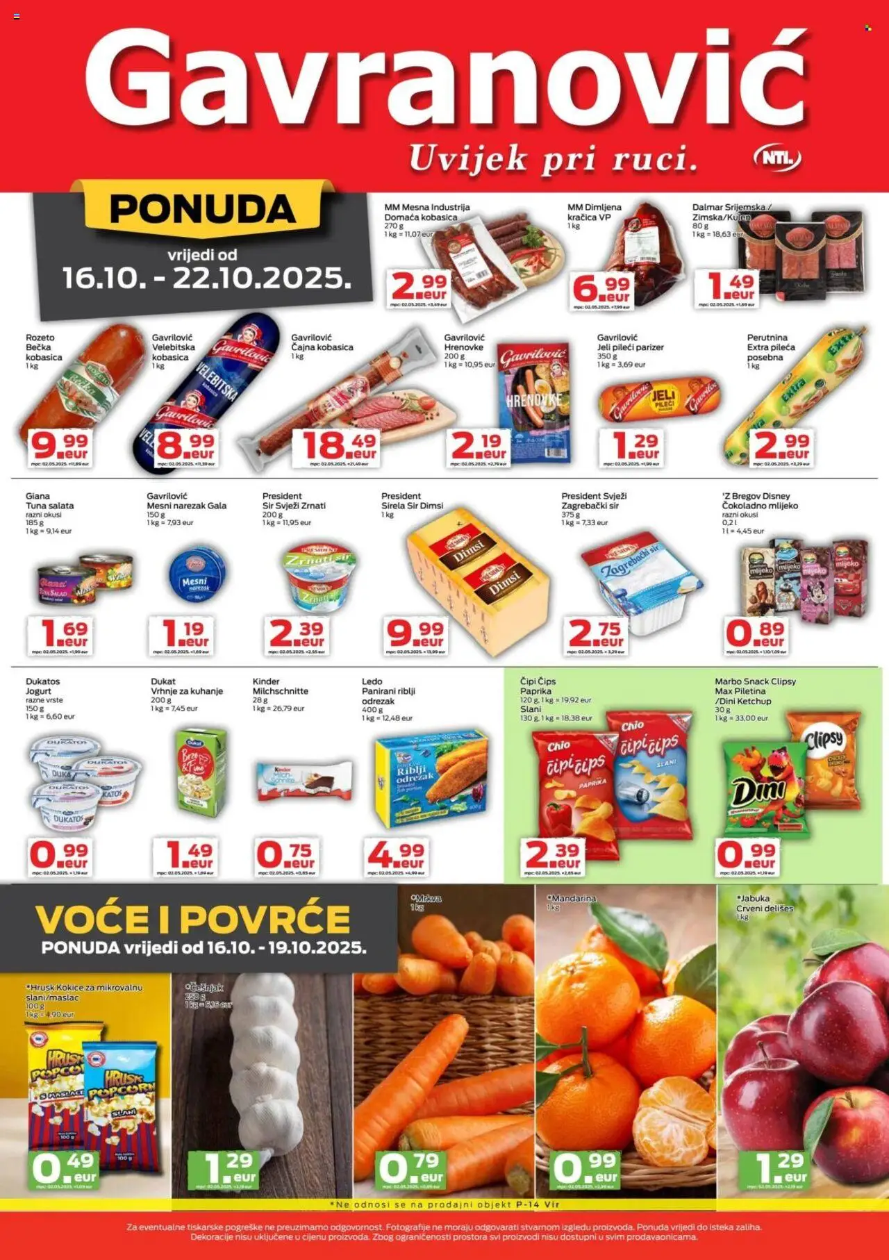 Gavranović katalog | vrijedi od 16.10.2025 | Stranica: 2 | Proizvodi: Ledo, Kobasica, Tuna, Parizer