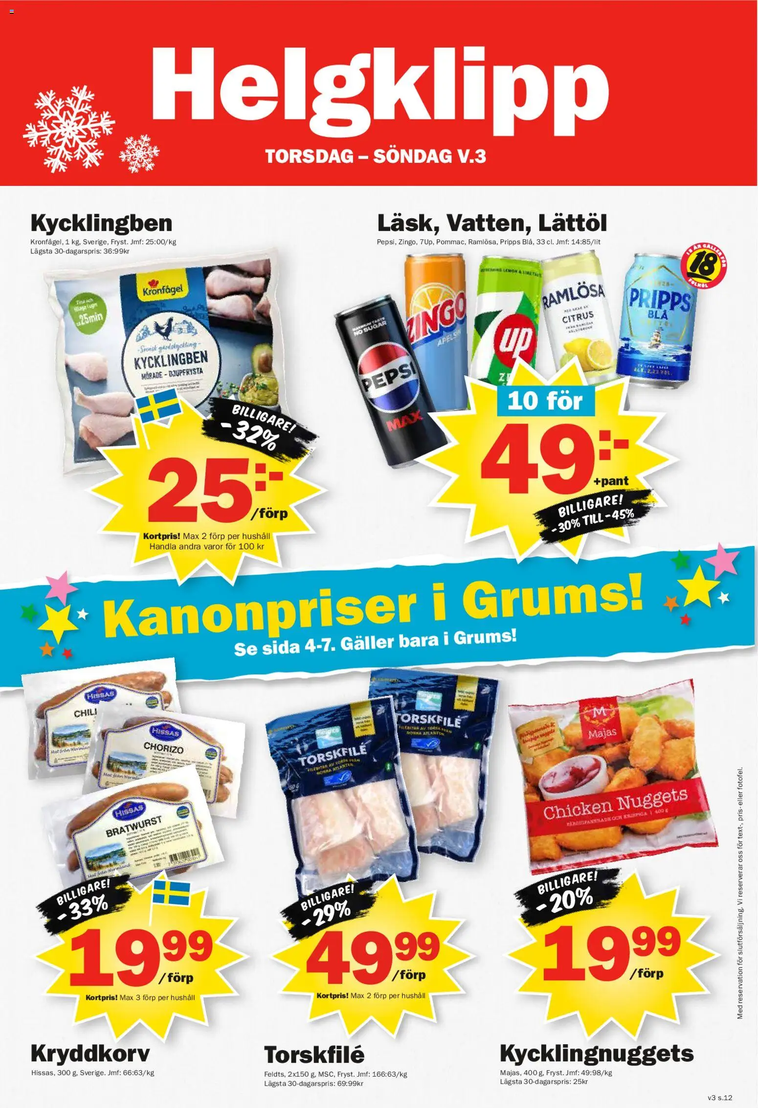 Pekås reklamblad aktuell från 12.01.2026 | Sida: 12 | Produkter: Zingo, Galler, Pepsi, Apelsin