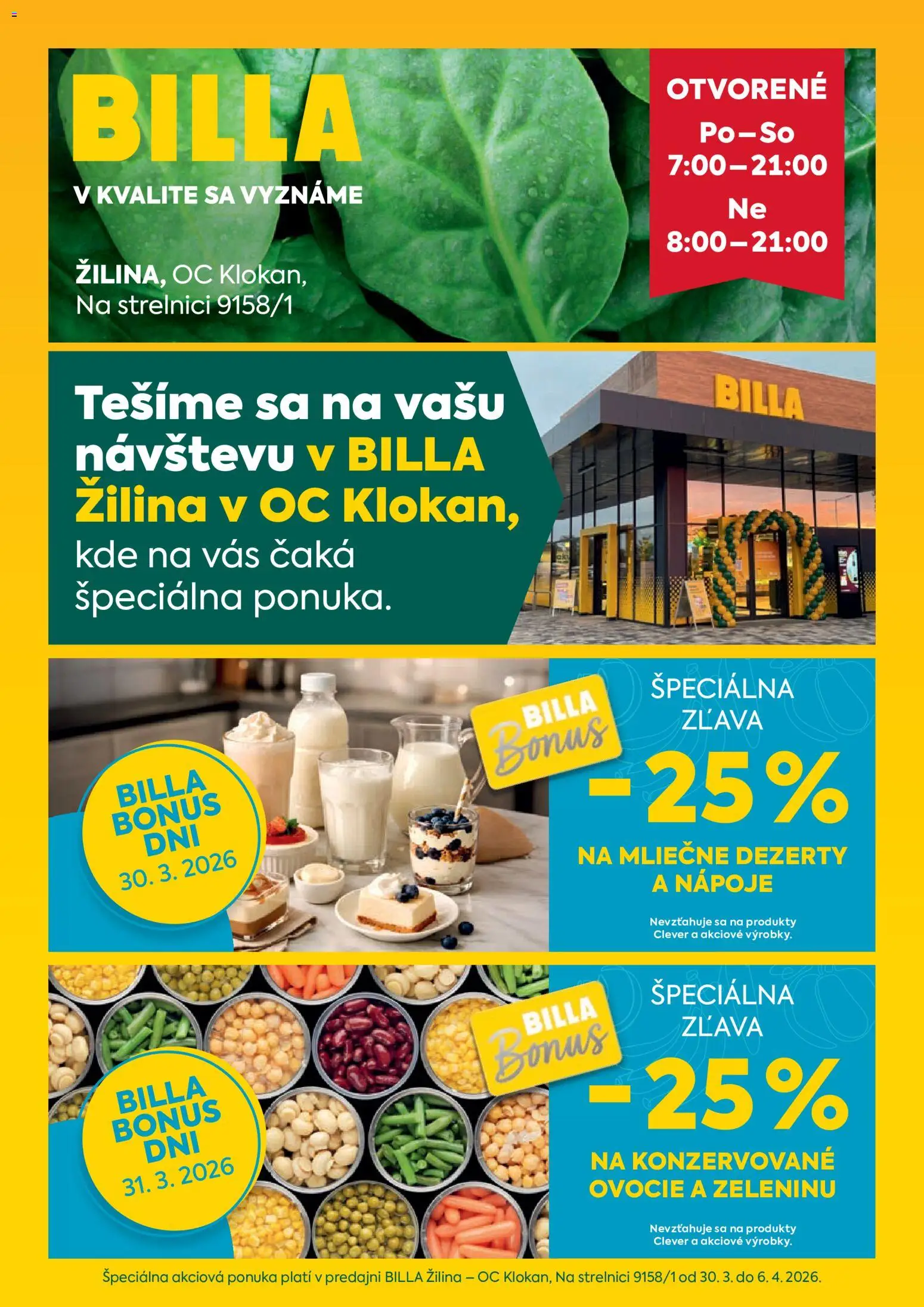 Nové Billa akcie – leták je platný od 30.03.2026 | Strana: 1 | Produkty: Ovocie