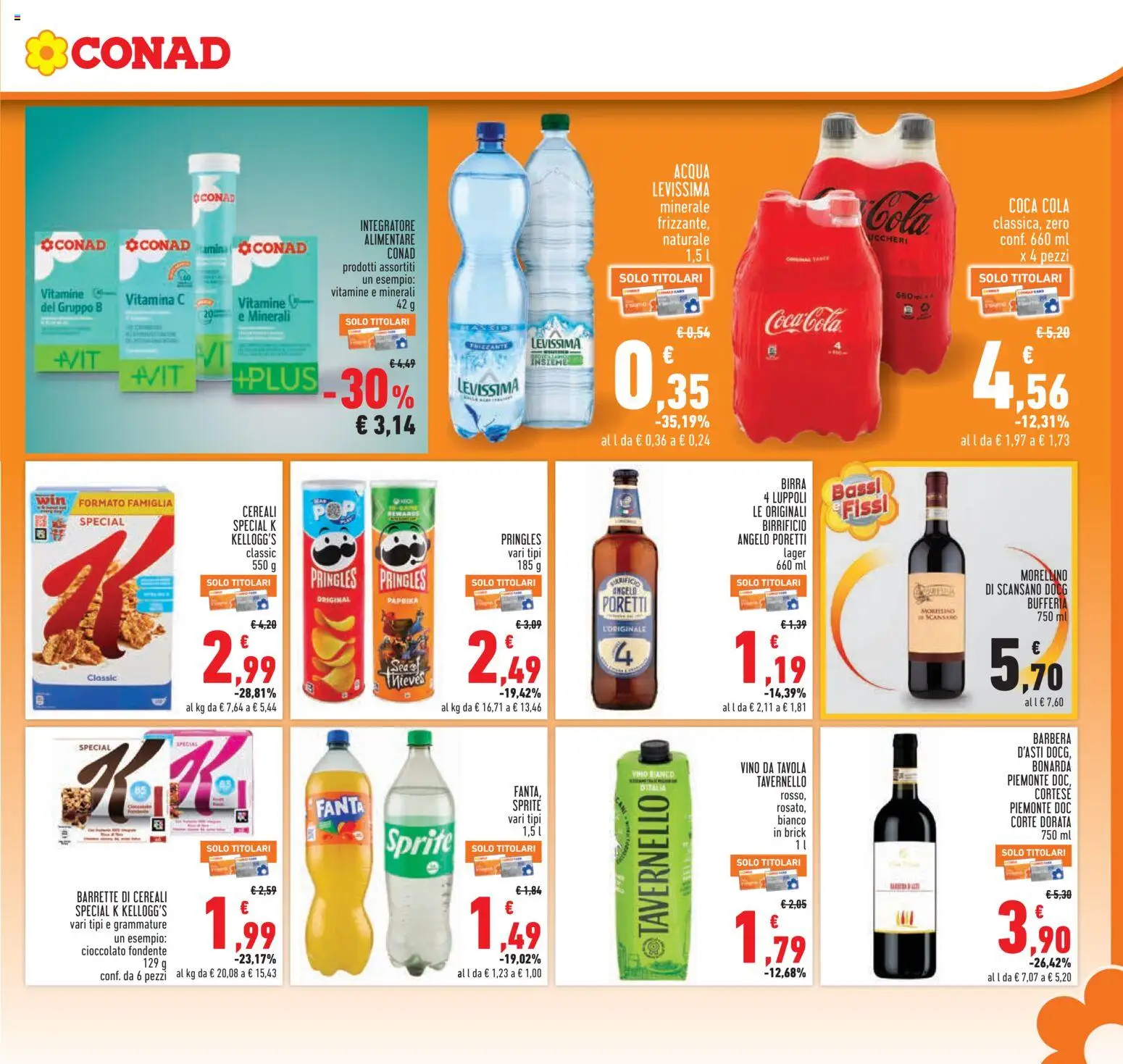 Volantino Conad del 08.04.2026 | Pagina: 19 | Prodotti: Cioccolato, Cereali, Vino, Coca Cola