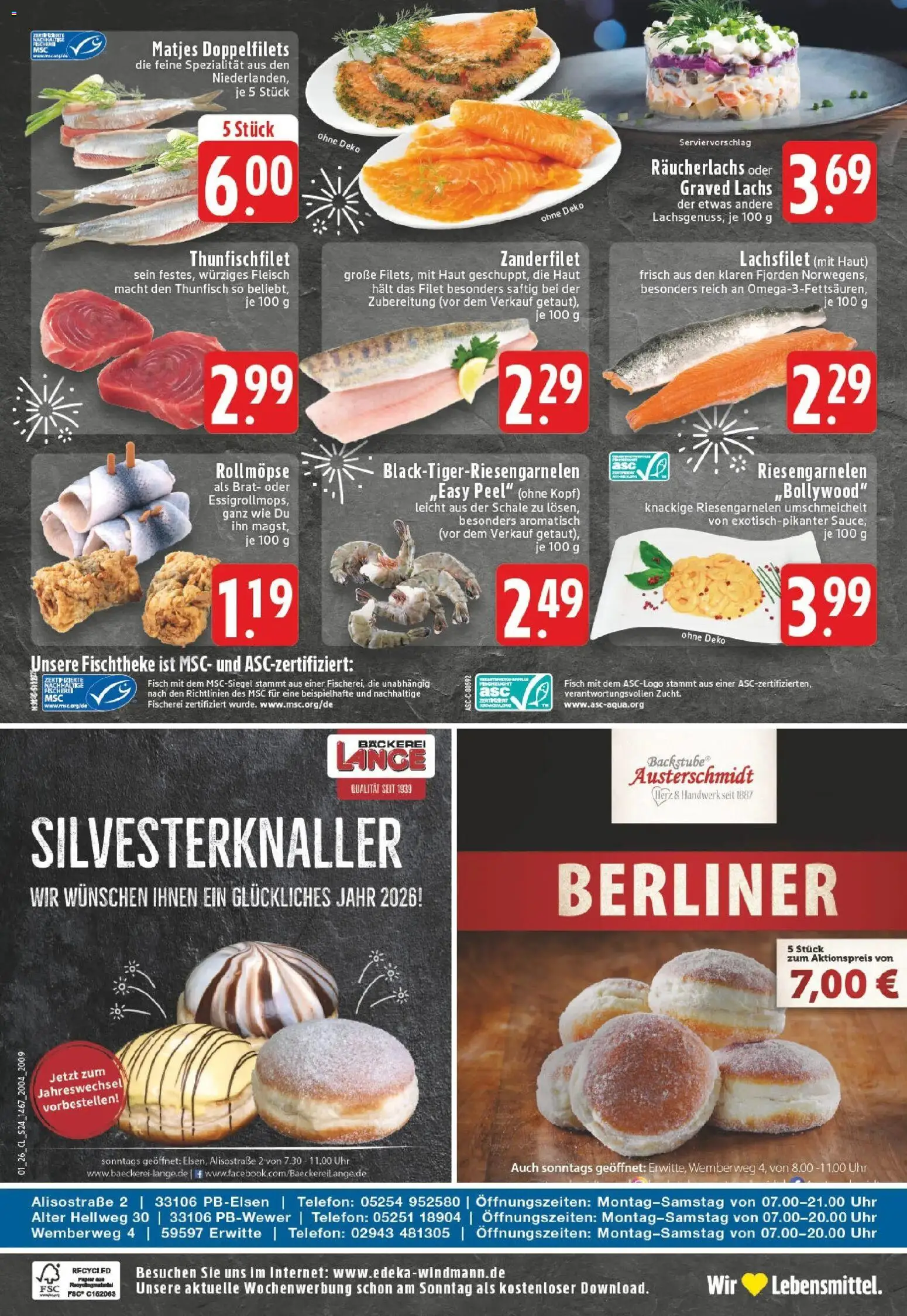 Edeka prospekt Erwitte	 – gültig ab 28.12.2025 | Seite: 26 | Produkte: Donuts, Fisch, Lachs, Telefon