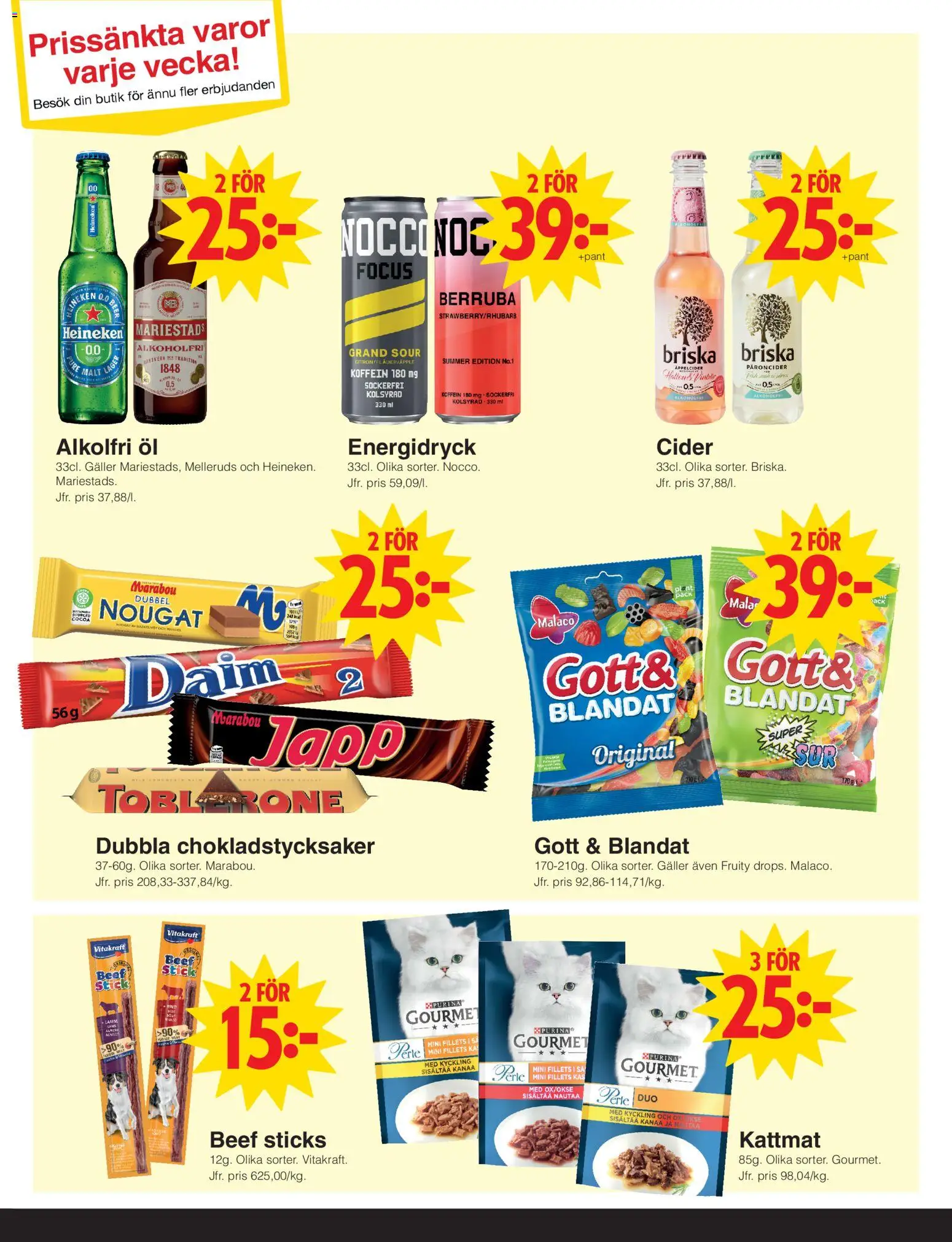 Matöppet reklamblad aktuell från 26.01.2026 | Sida: 3 | Produkter: Galler, Energidryck, Öl, Cider