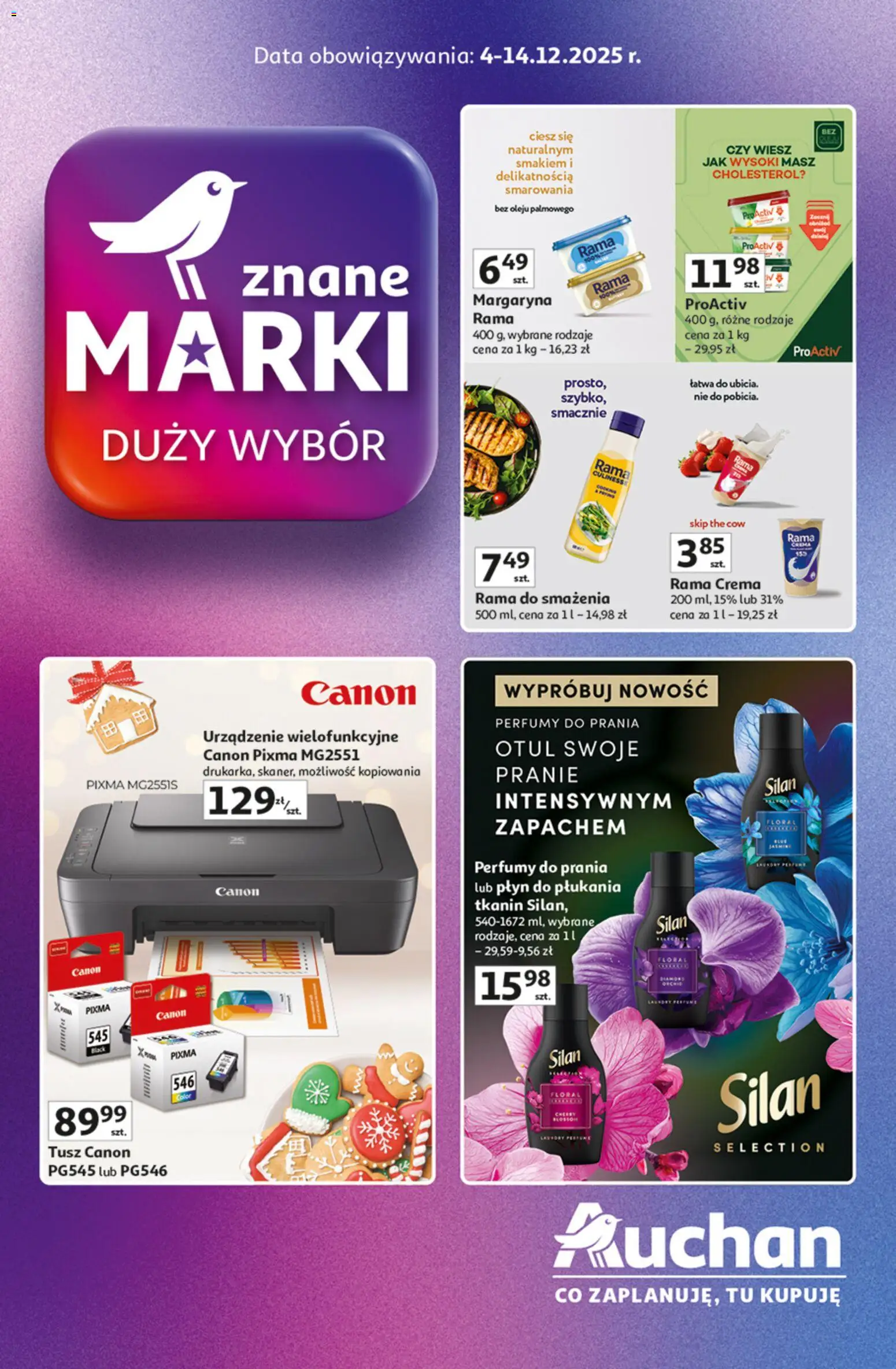 Auchan Gazetka - Znane Marki duży wybór Hipermarket od 04.12.2025 | Strona: 1 | Produkty: Płyn do płukania tkanin, Margaryna, Perfumy
